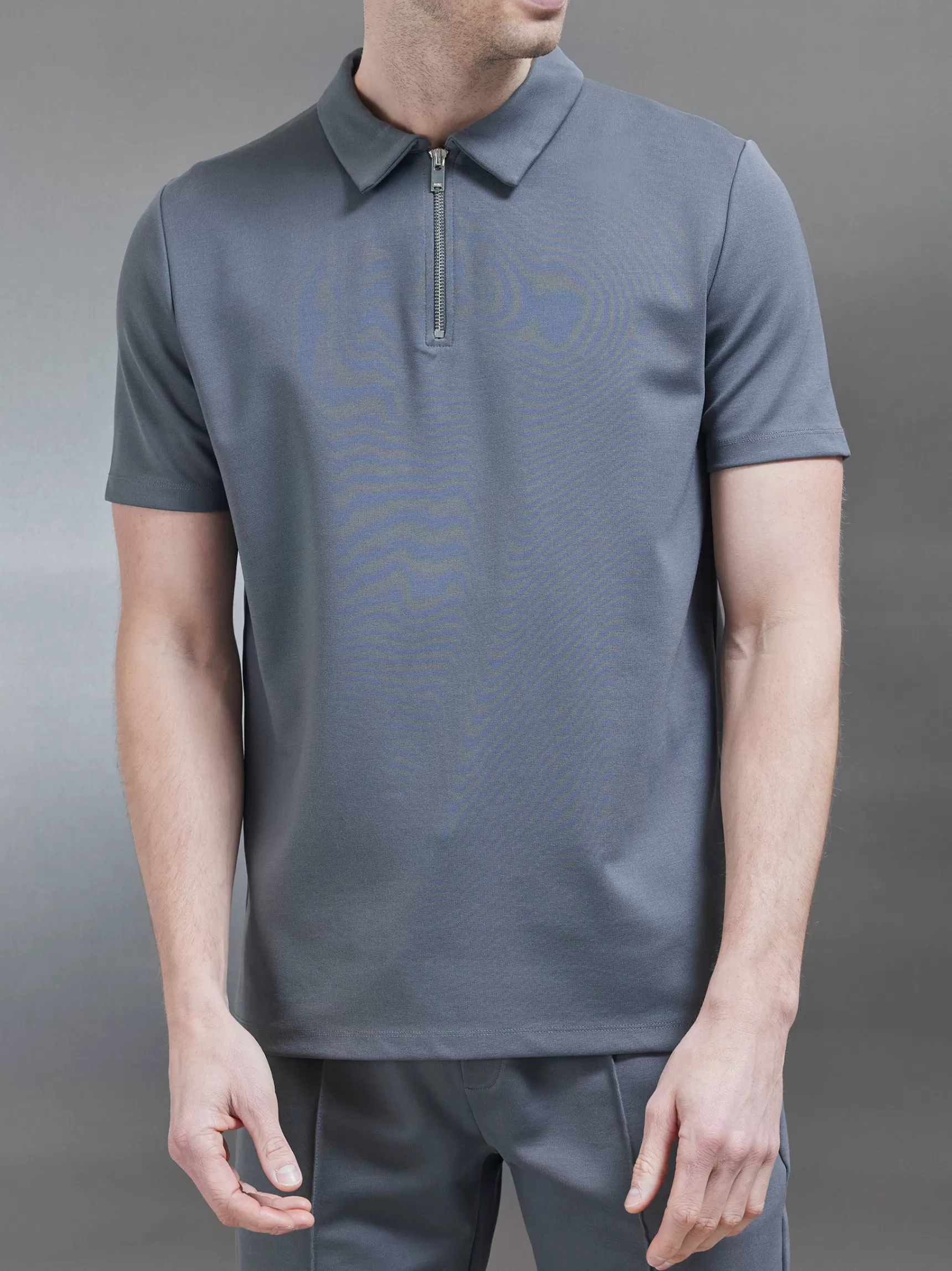 Cheap ARNE Luxe Half Zip Polo Shirt - Grey