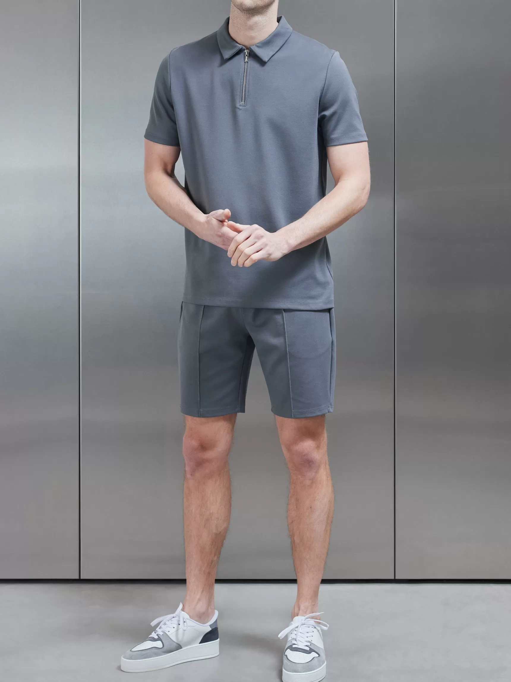 Cheap ARNE Luxe Half Zip Polo Shirt - Grey
