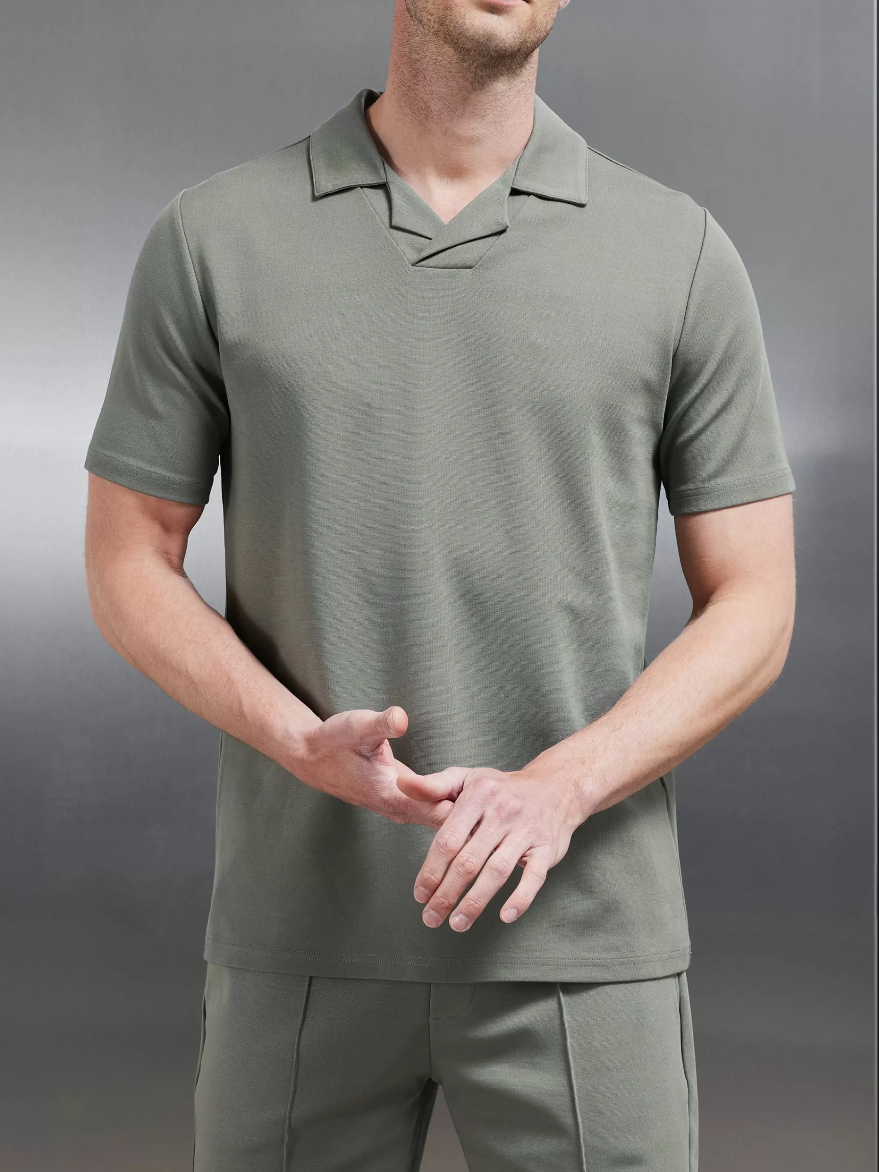 Cheap ARNE Luxe Revere Collar Polo Shirt - Olive