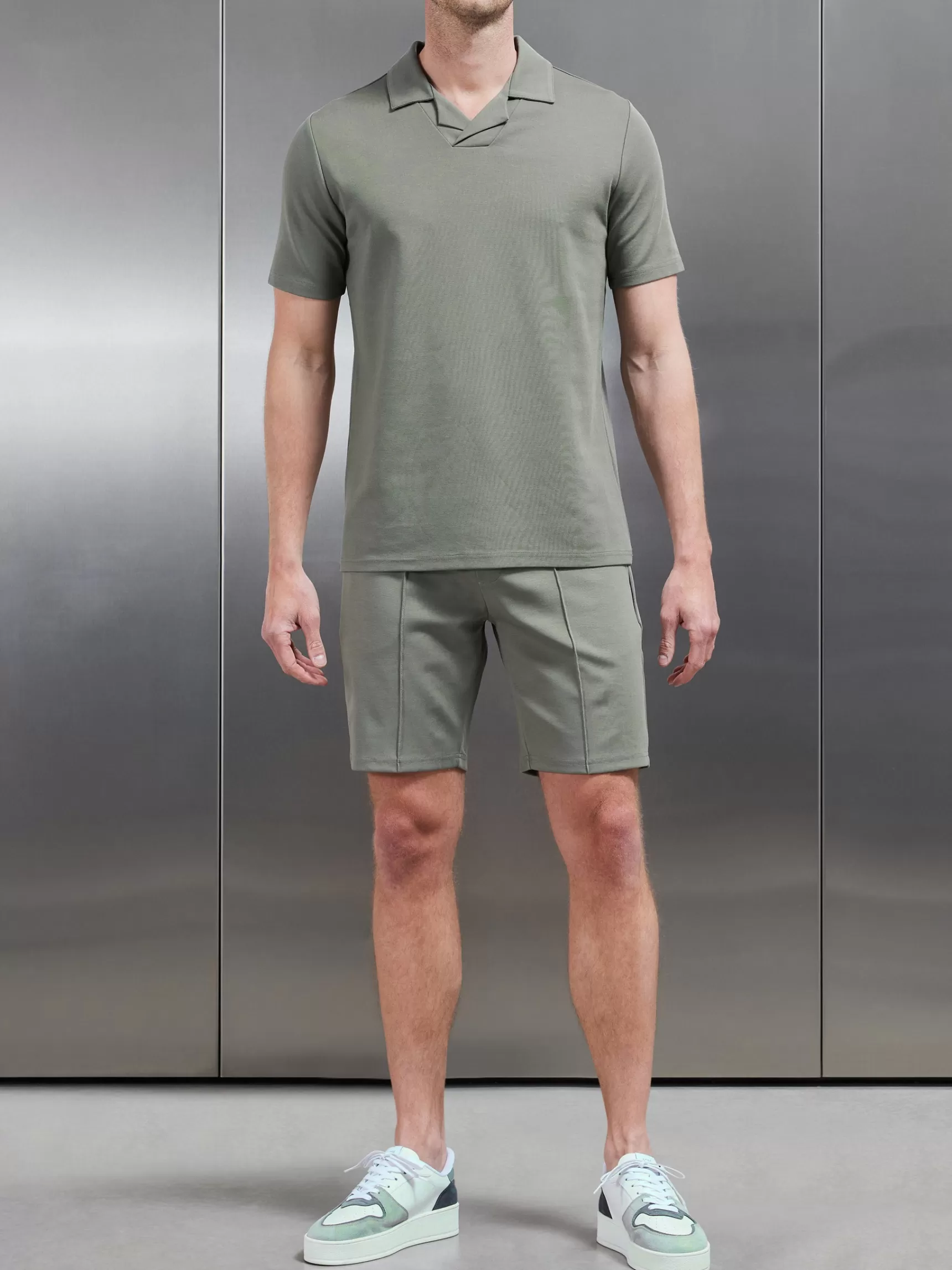 Cheap ARNE Luxe Revere Collar Polo Shirt - Olive