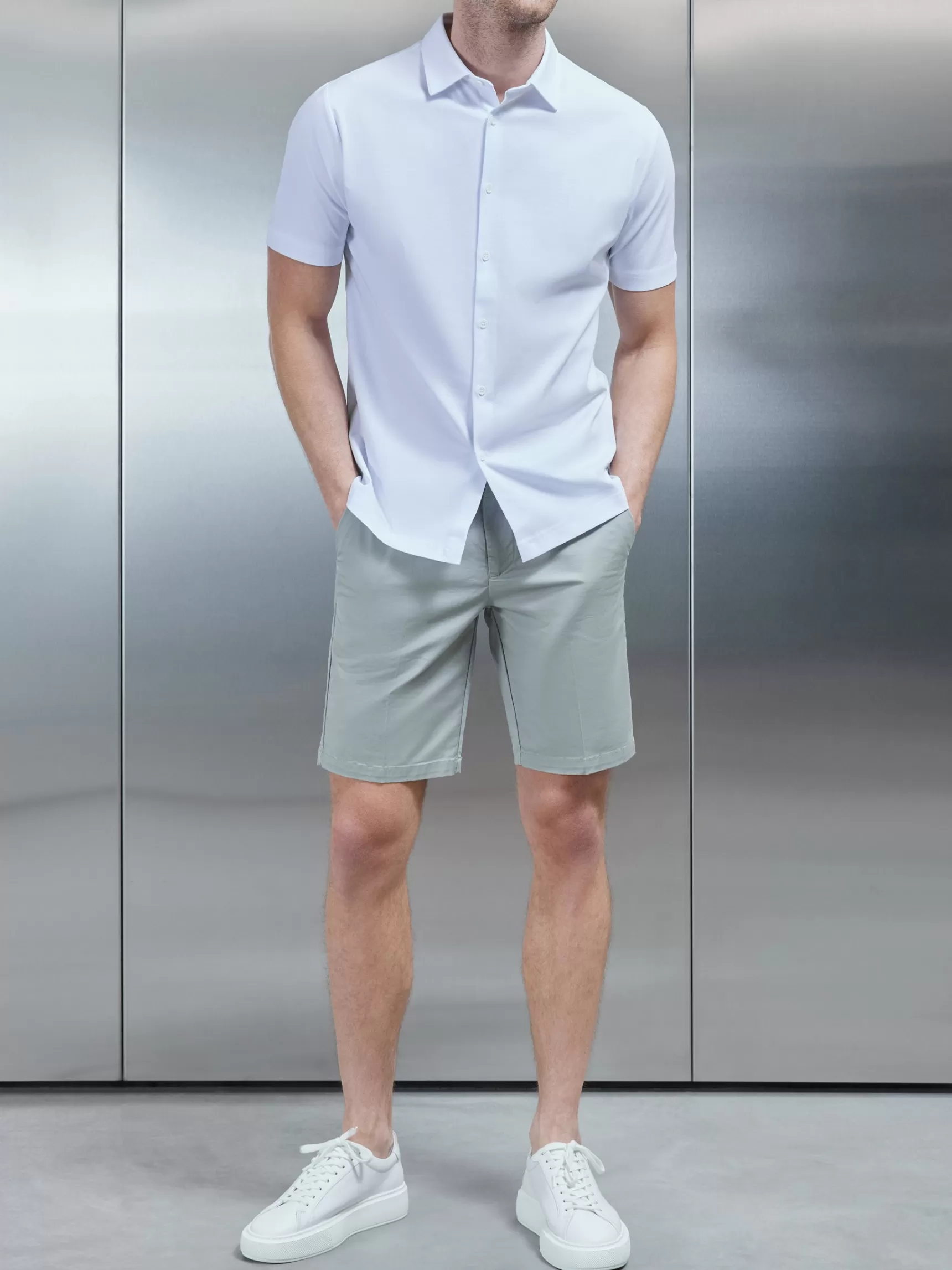 New ARNE Mercerised Cotton Short Sleeve Shirt - White