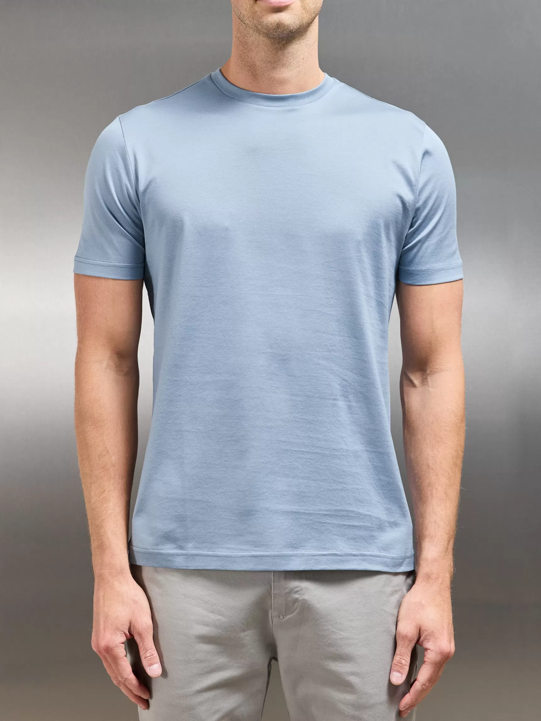 Shop ARNE Mercerised Cotton T-shirt - Light Blue LightBlue