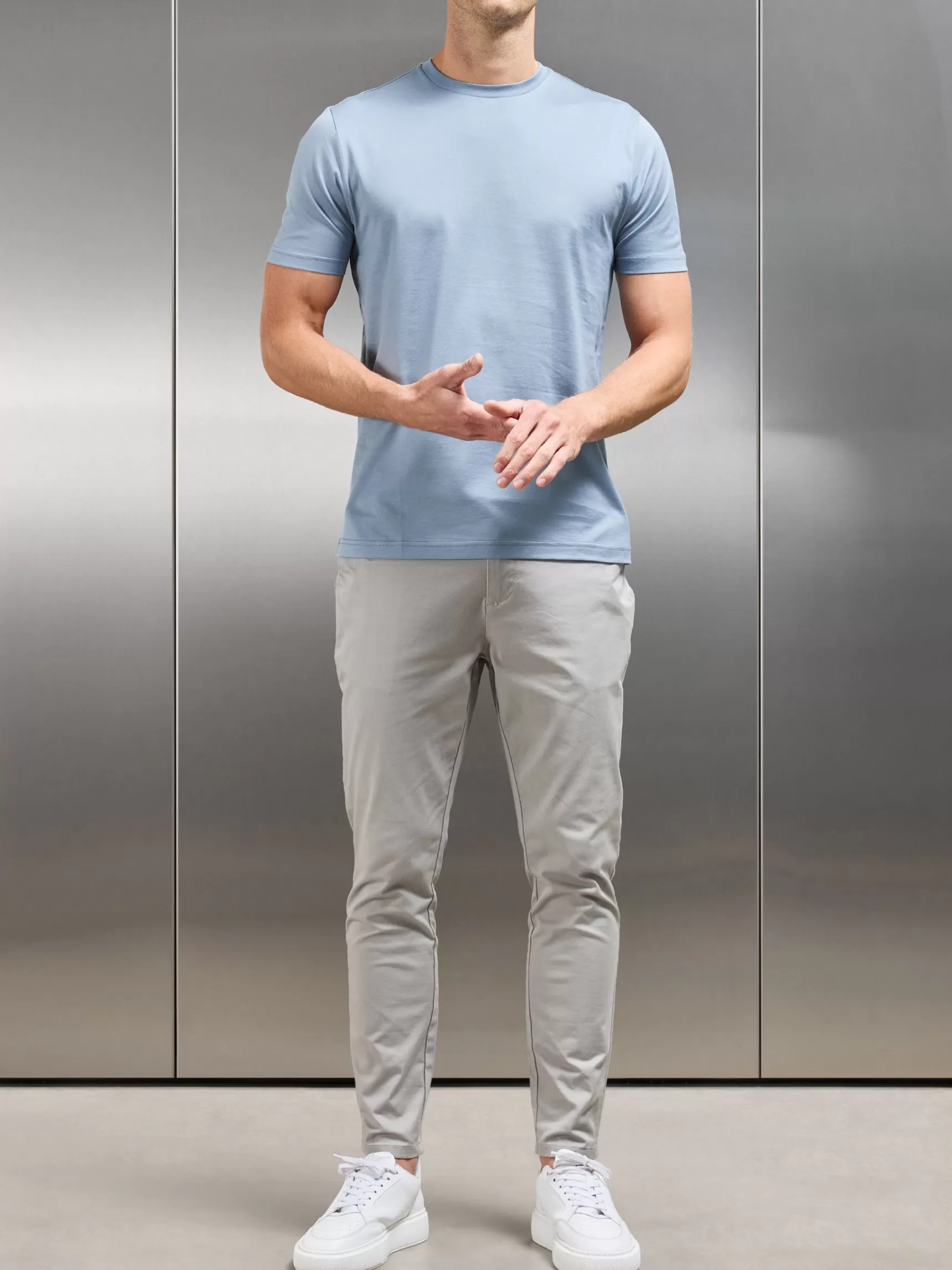 Shop ARNE Mercerised Cotton T-shirt - Light Blue LightBlue