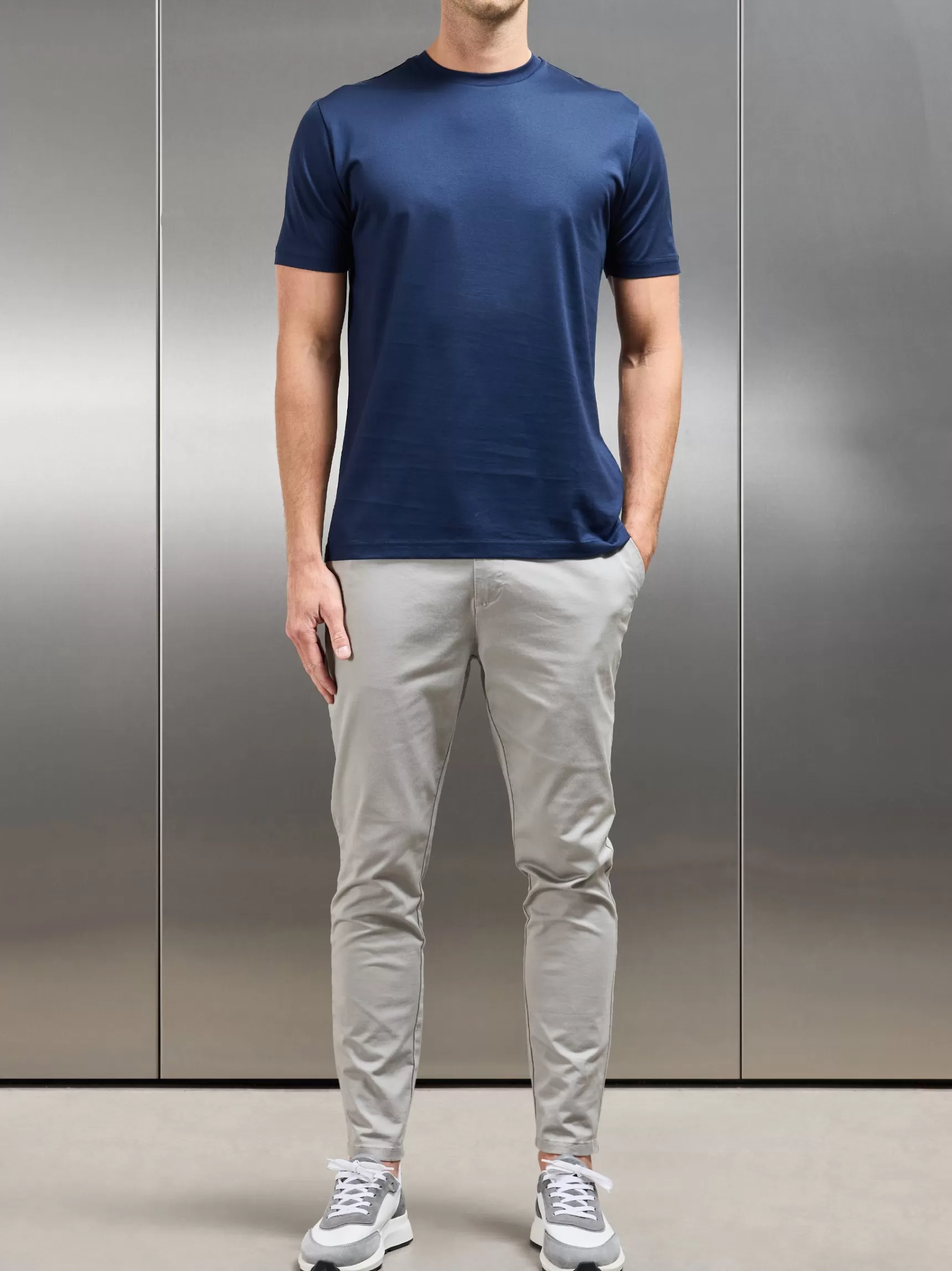 Hot ARNE Mercerised Cotton T-shirt - Navy