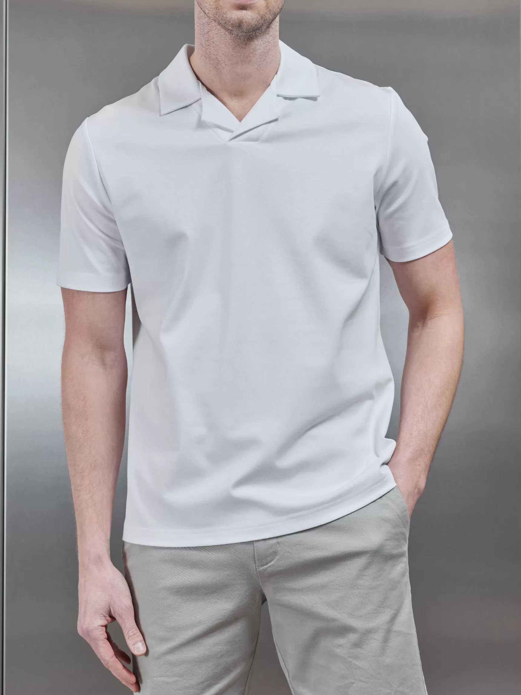 Fashion ARNE Mercerised Interlock Revere Collar Polo Shirt - White
