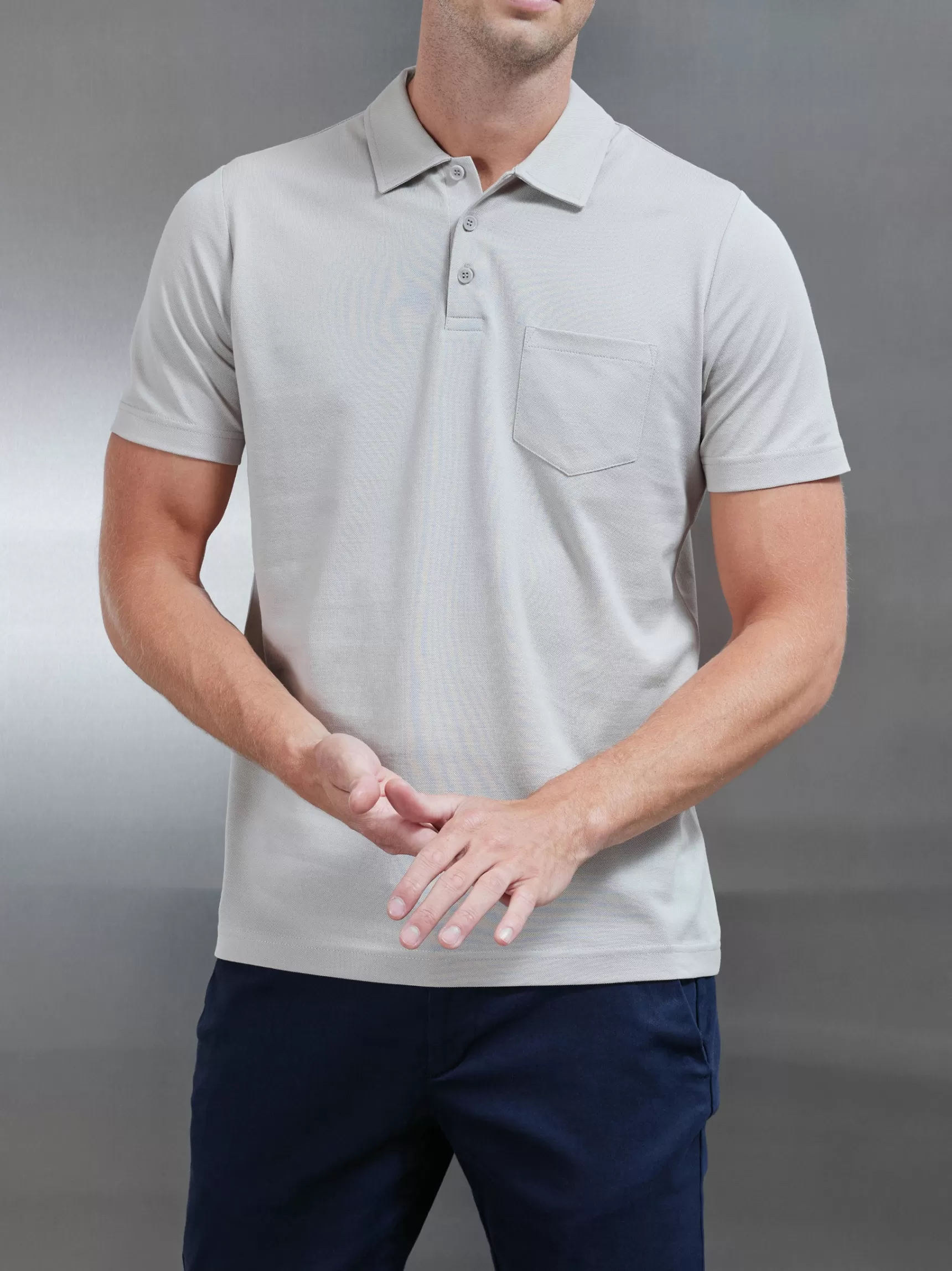 Discount ARNE Mercerised Pique Button Polo Shirt - Stone