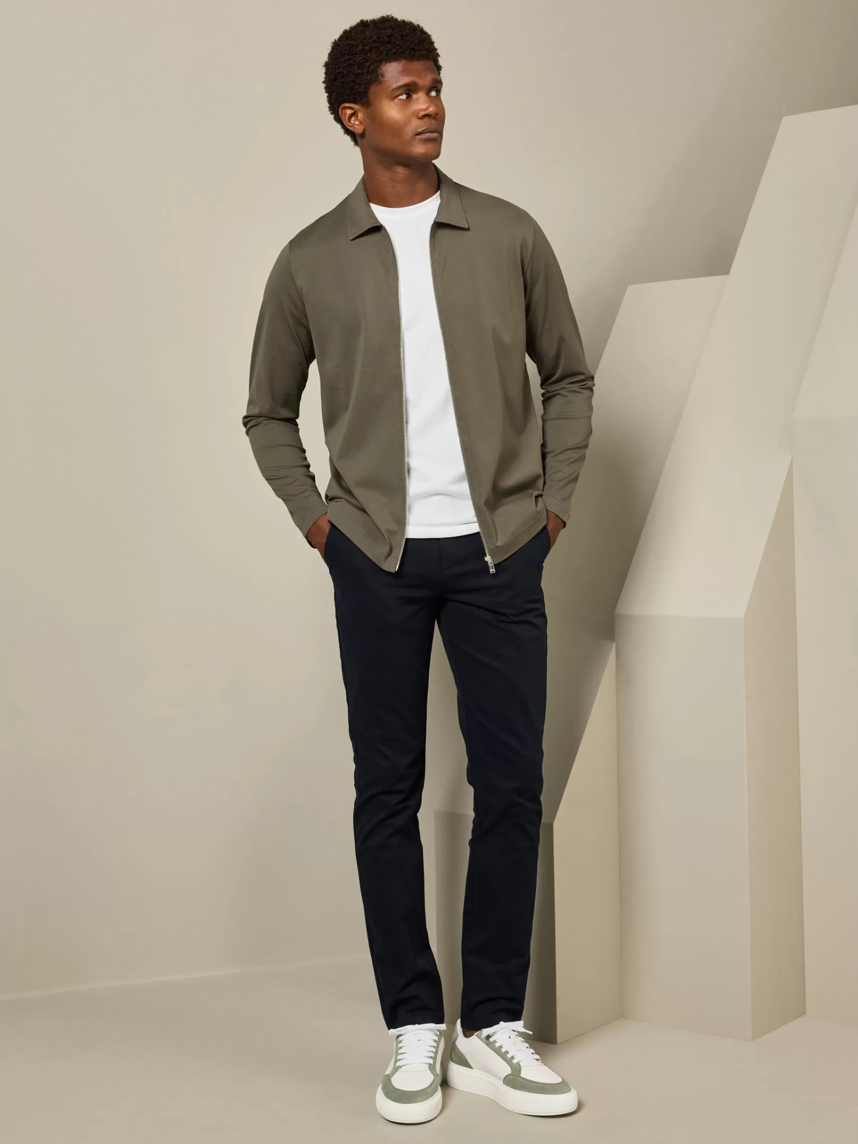 Cheap ARNE Mercerised Pique Zip Through Jacket - Sage