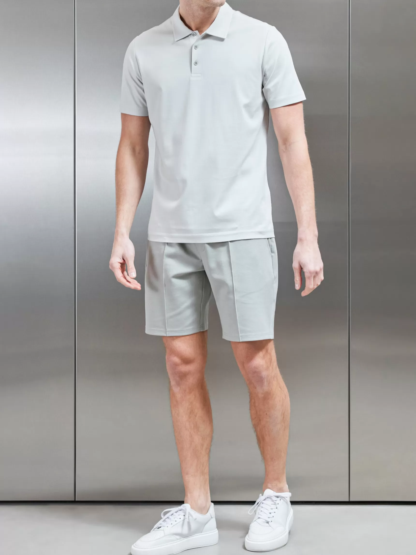 New ARNE Mercerised Supima Cotton Button Polo Shirt - Mid Grey MidGrey