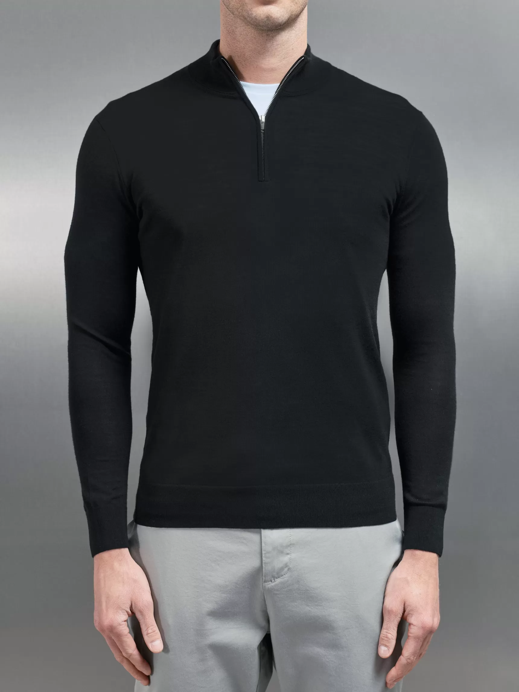 Outlet ARNE Merino Wool Funnel Neck - Black