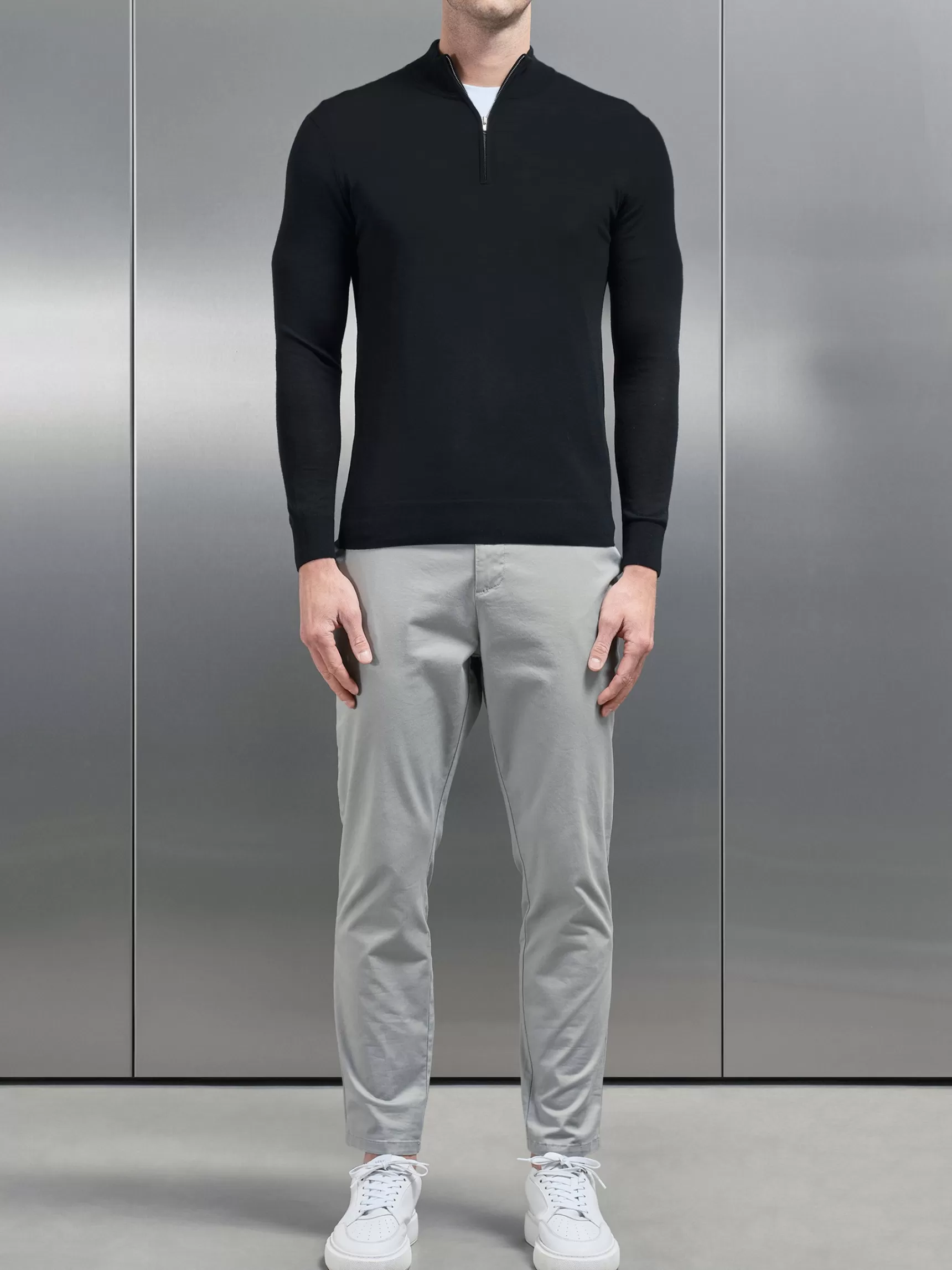 Outlet ARNE Merino Wool Funnel Neck - Black