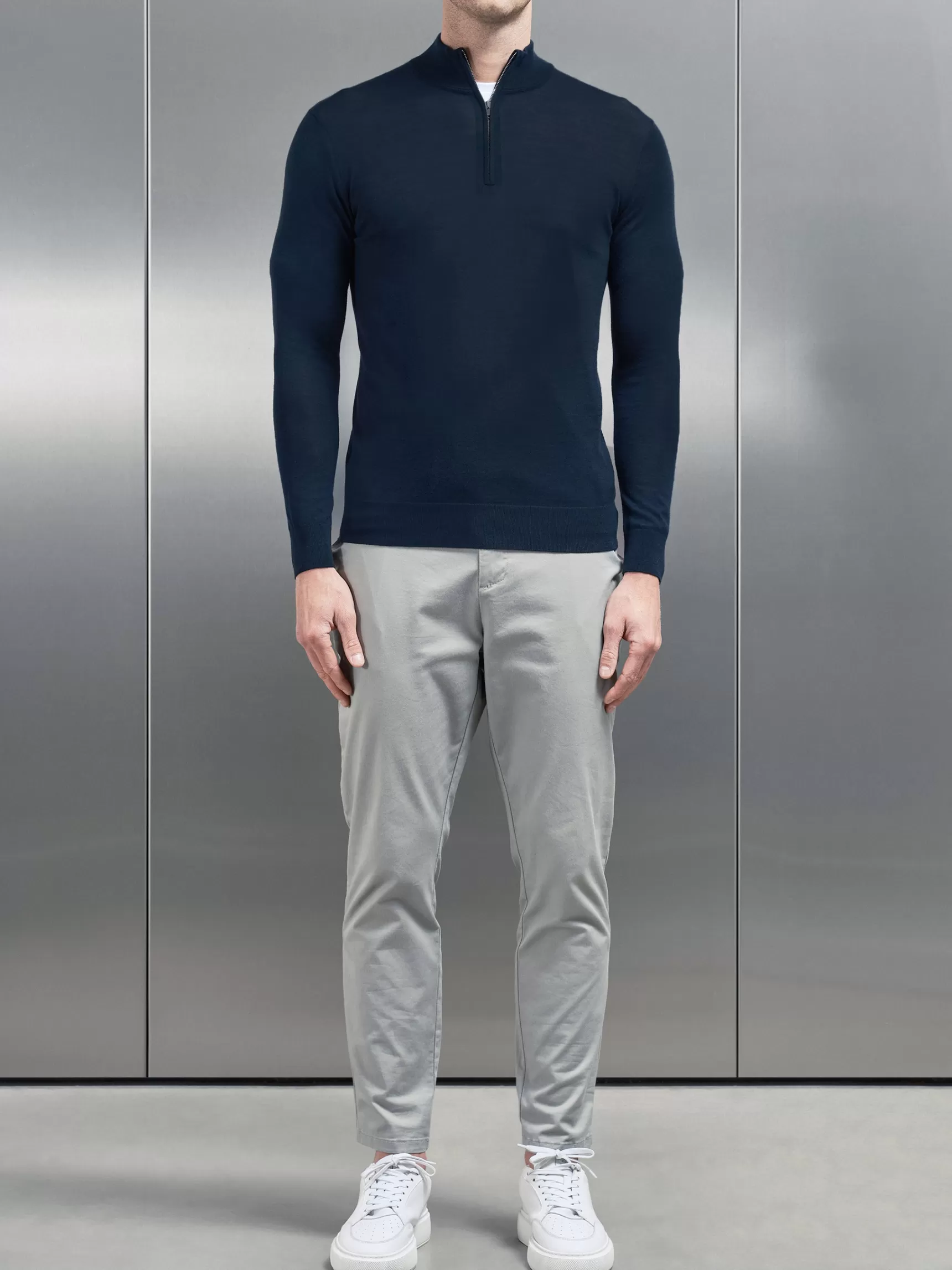 Hot ARNE Merino Wool Funnel Neck - Navy