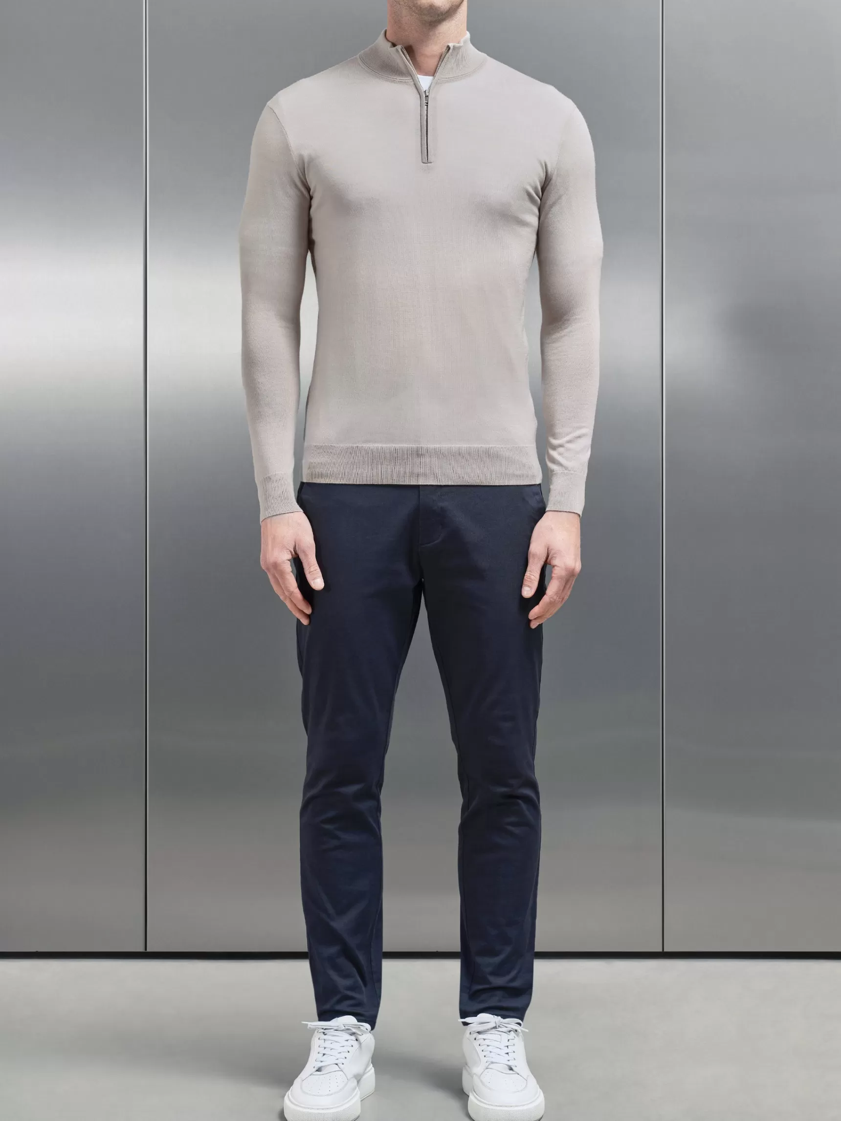 Best ARNE Merino Wool Funnel Neck - Stone
