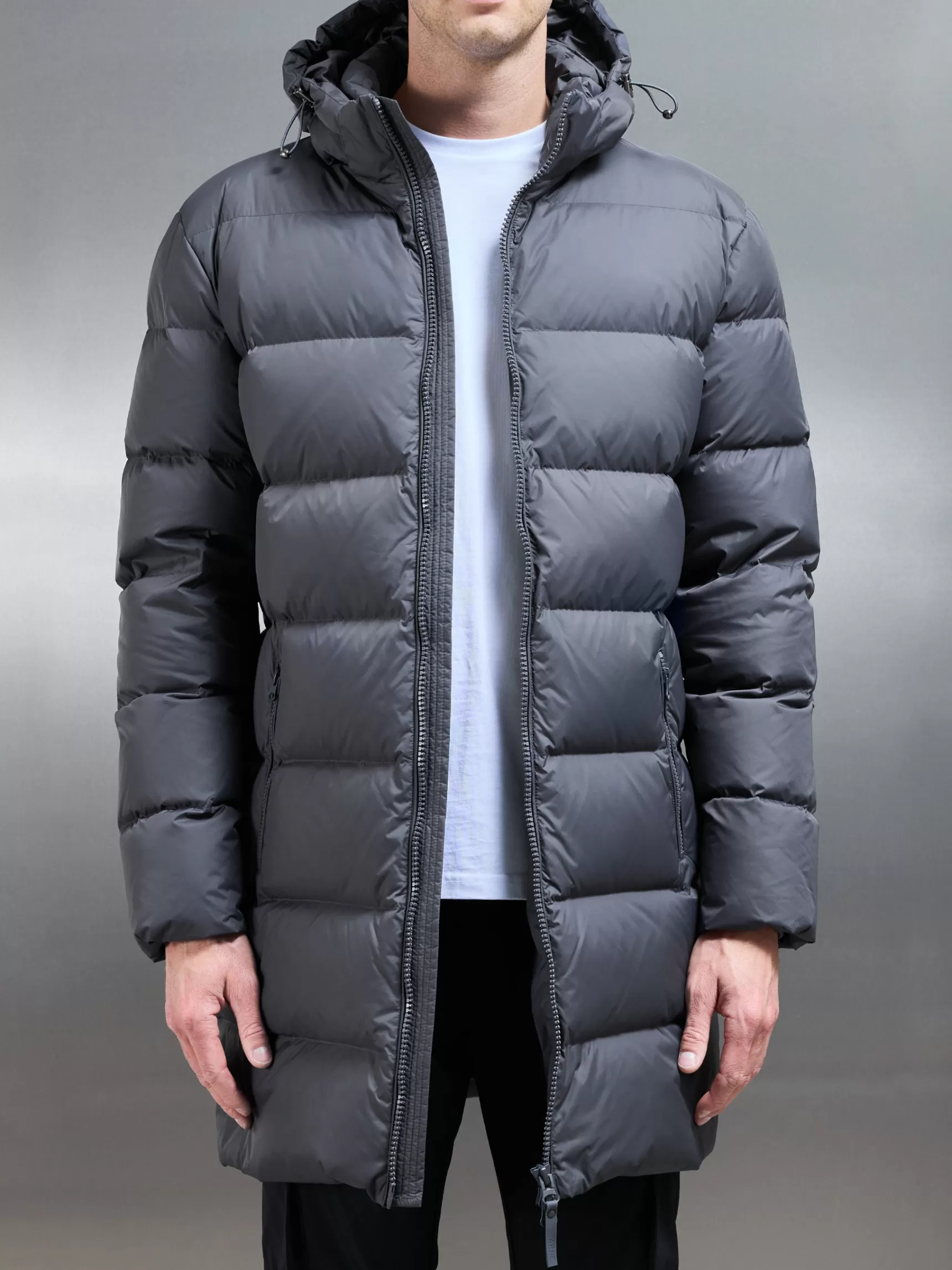 Outlet ARNE Mid Length Down Jacket - Grey