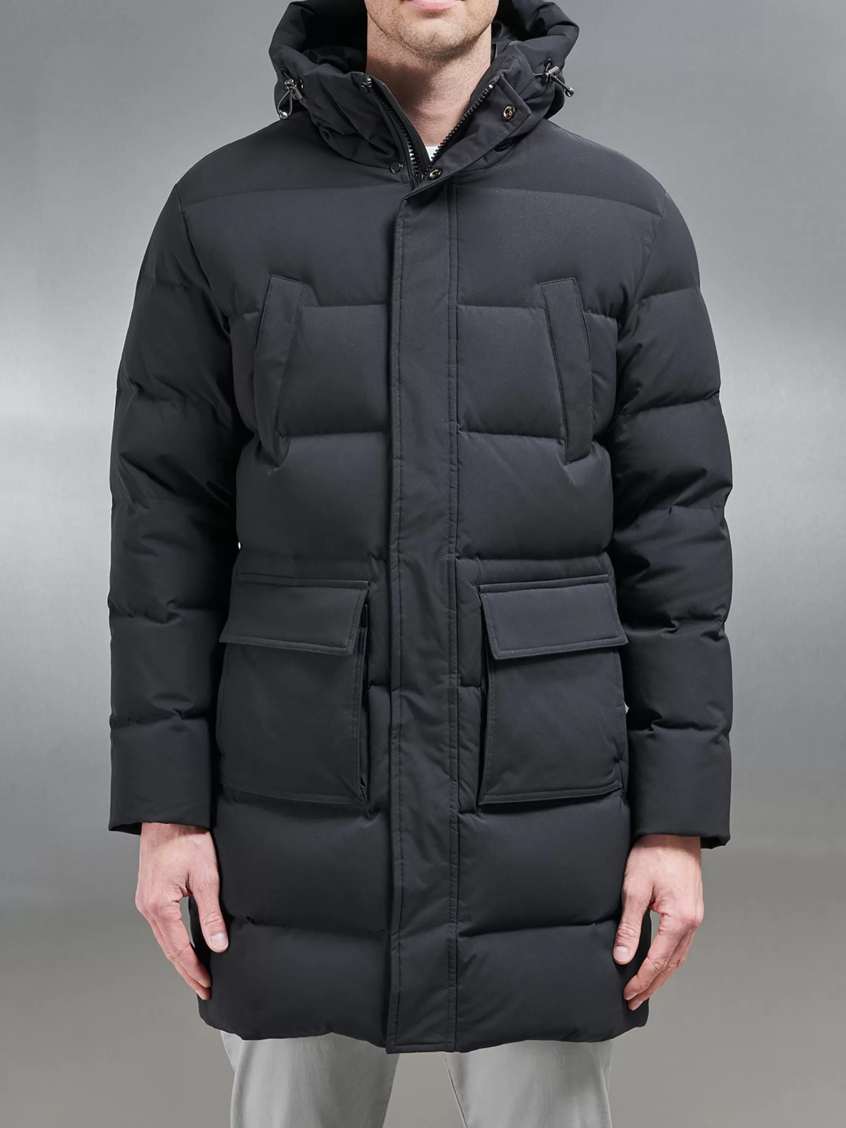 Discount ARNE Mid Length Parka - Black
