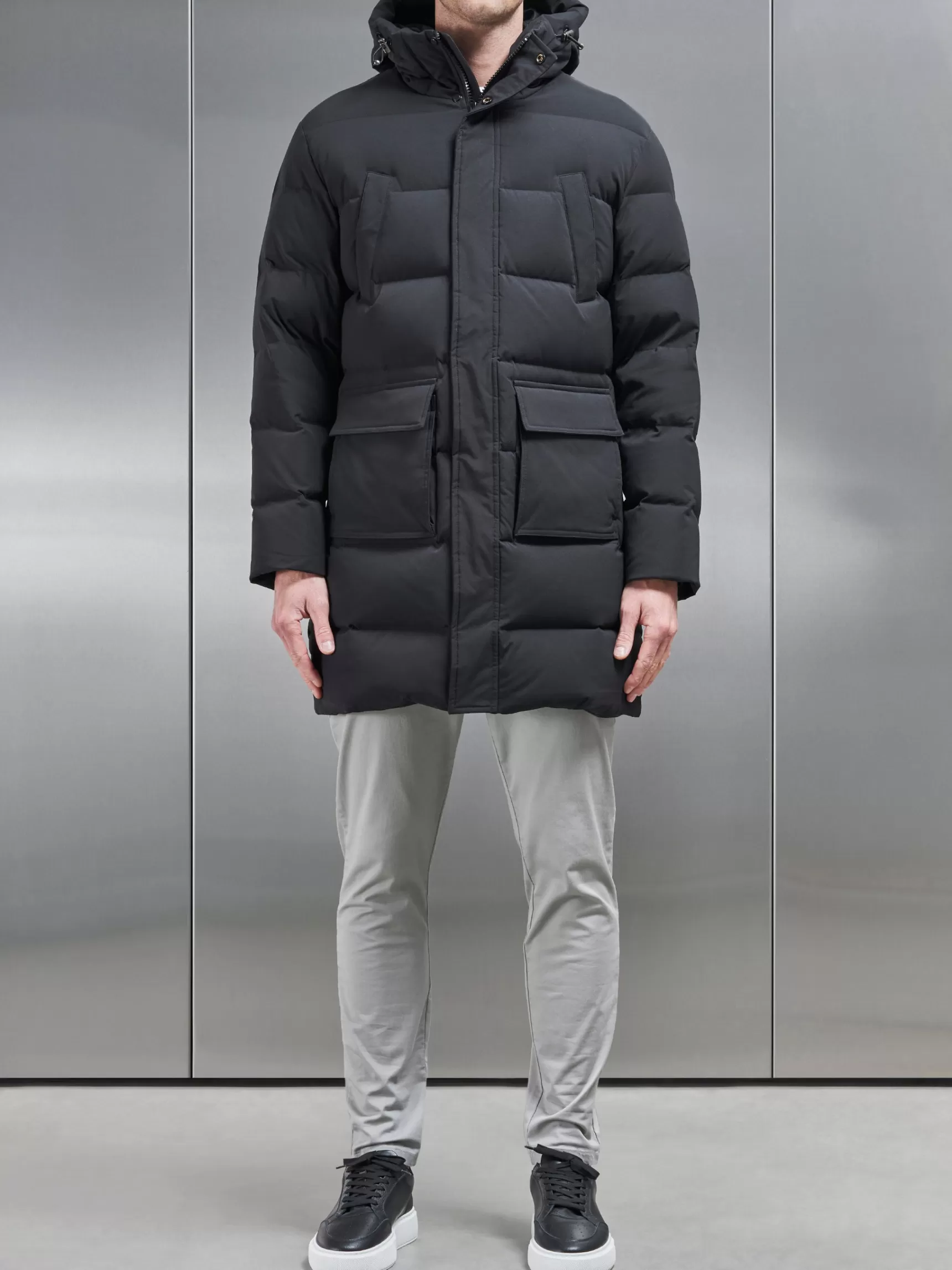 Discount ARNE Mid Length Parka - Black