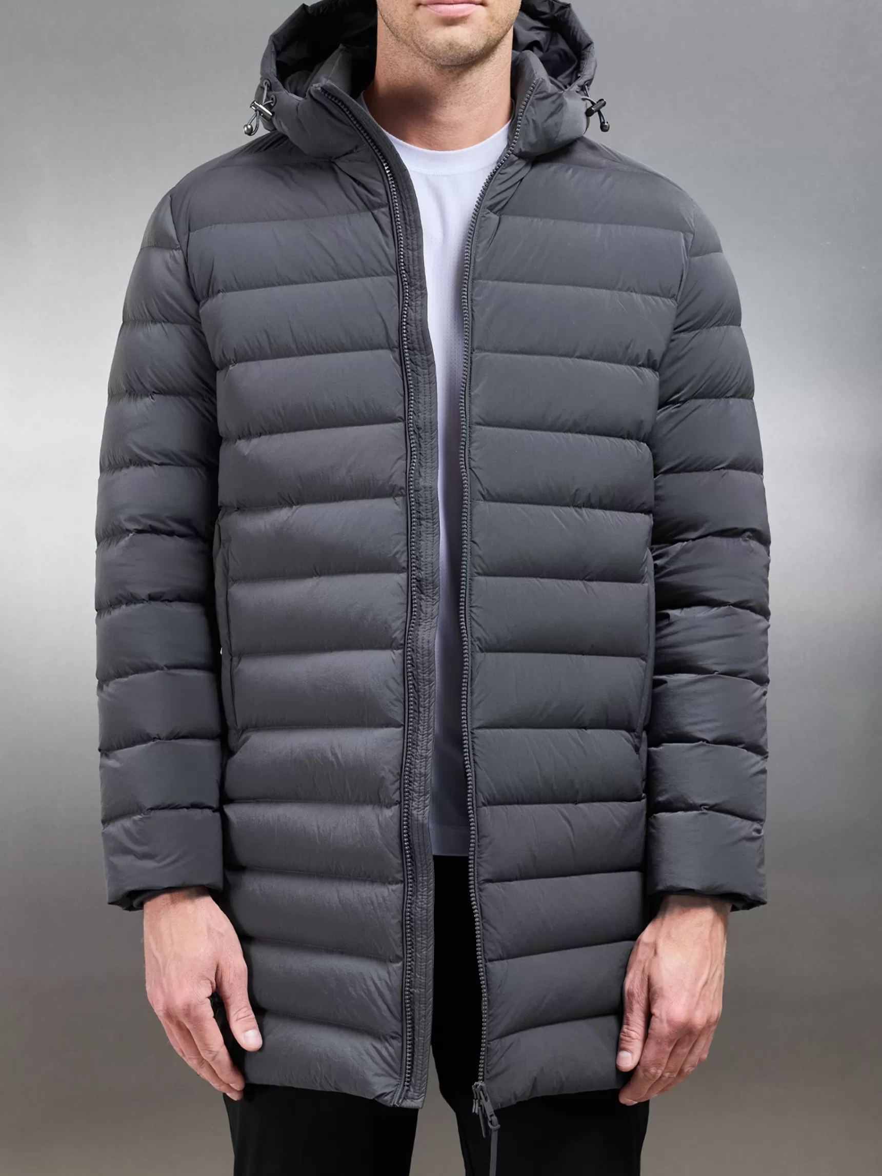 Online ARNE Mid Length Technical Down Jacket - Grey