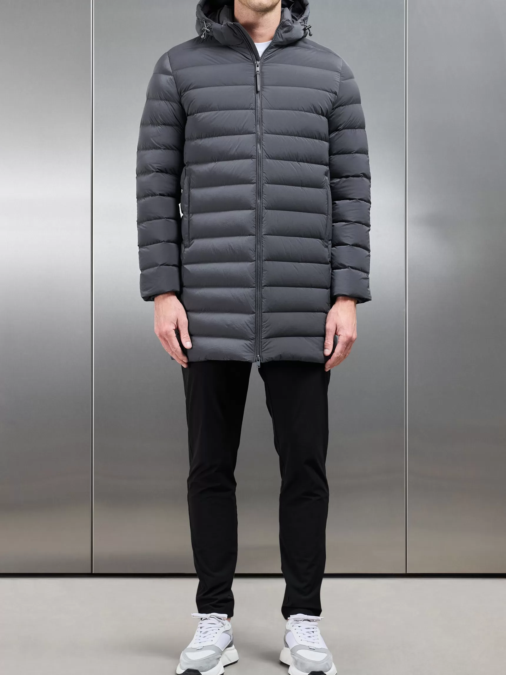 Online ARNE Mid Length Technical Down Jacket - Grey