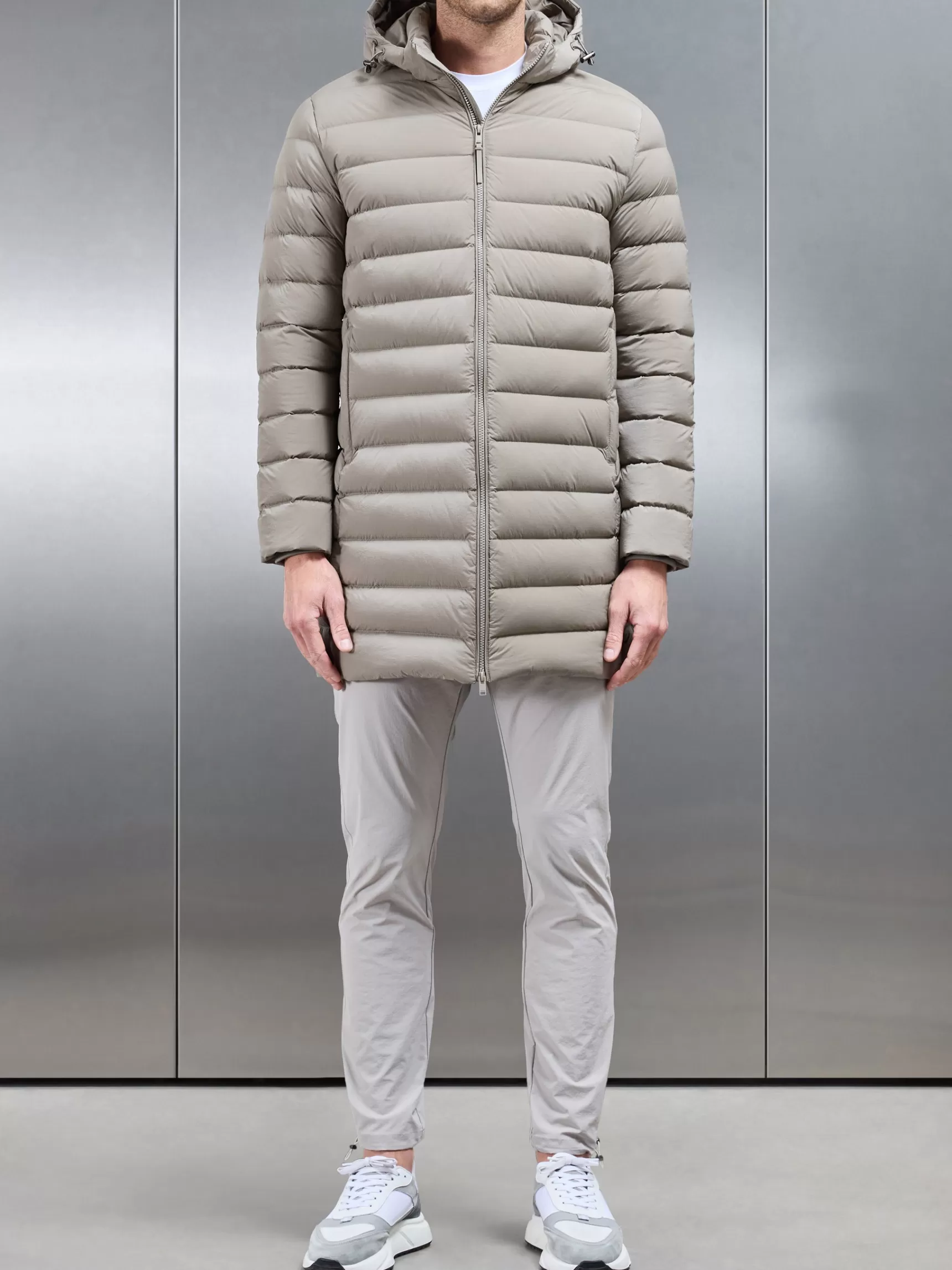 Sale ARNE Mid Length Technical Down Jacket - Taupe