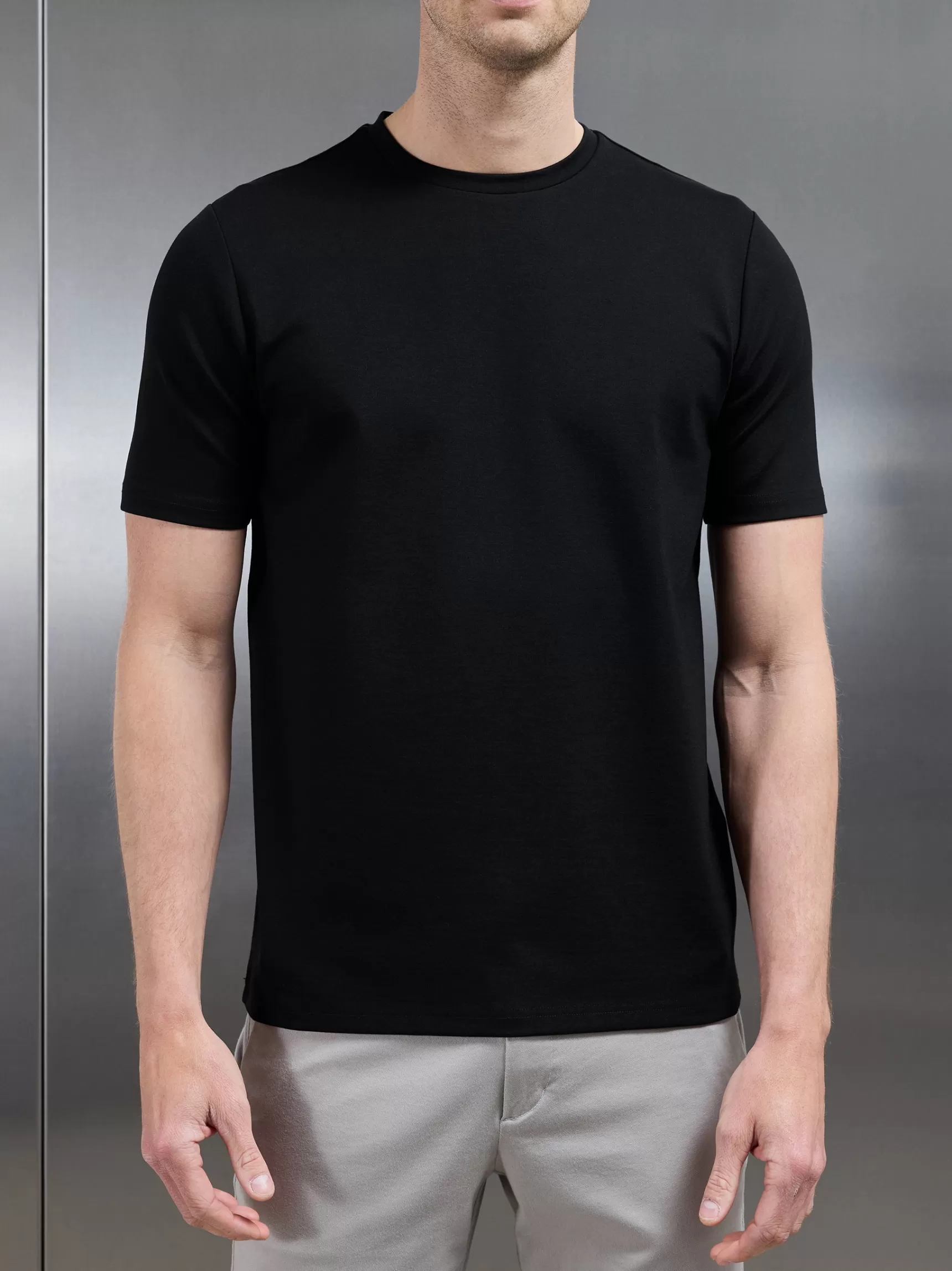 Shop ARNE Mid Weight Interlock Essential T-Shirt - Black