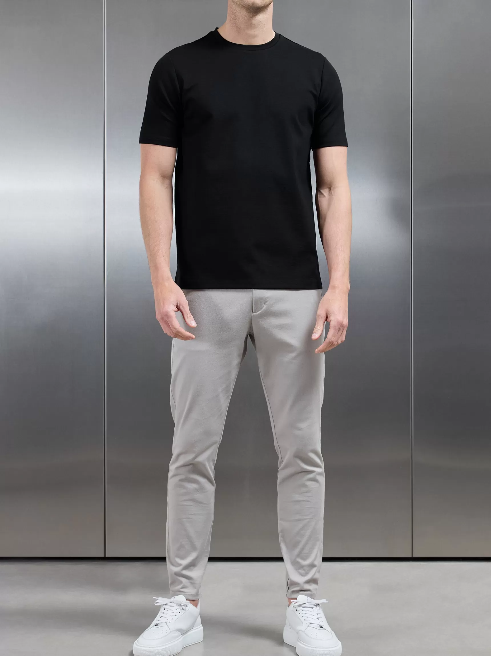Shop ARNE Mid Weight Interlock Essential T-Shirt - Black