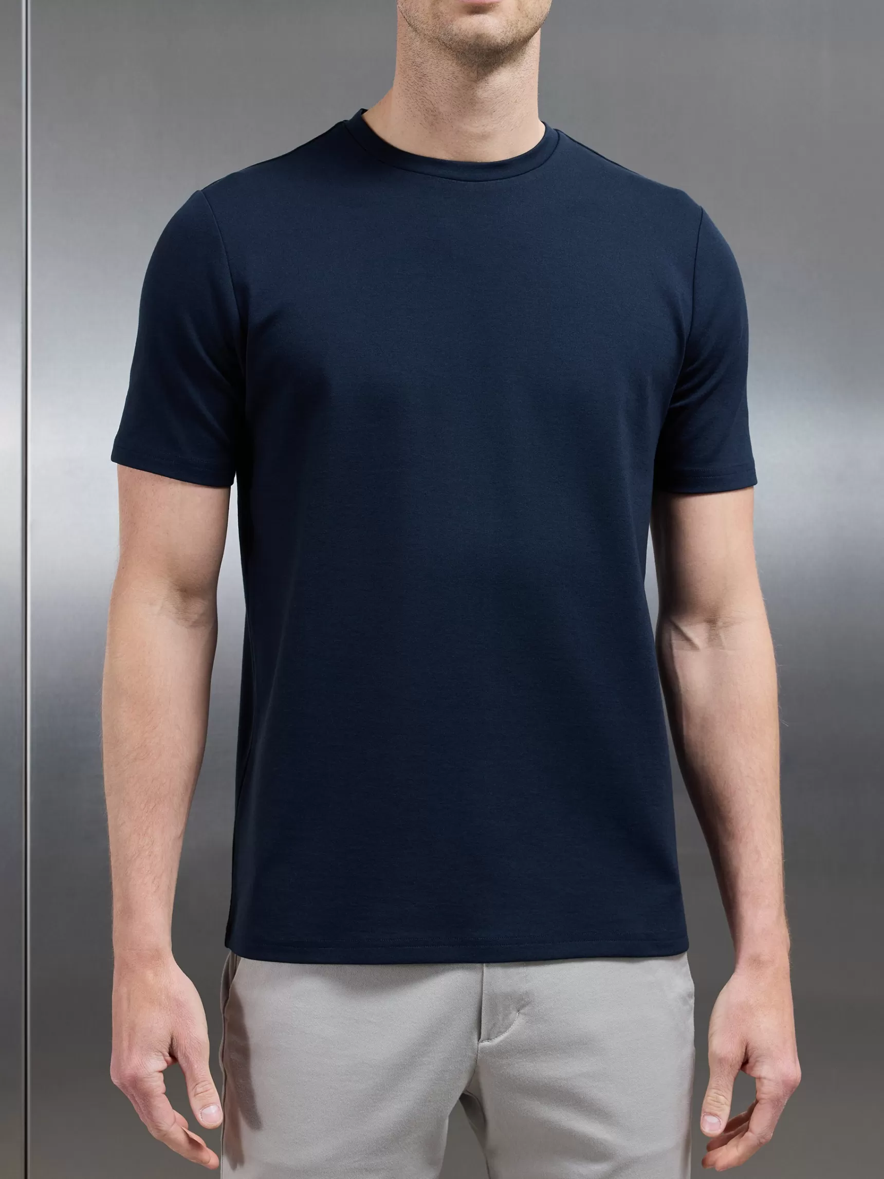 New ARNE Mid Weight Interlock Essential T-Shirt - Navy