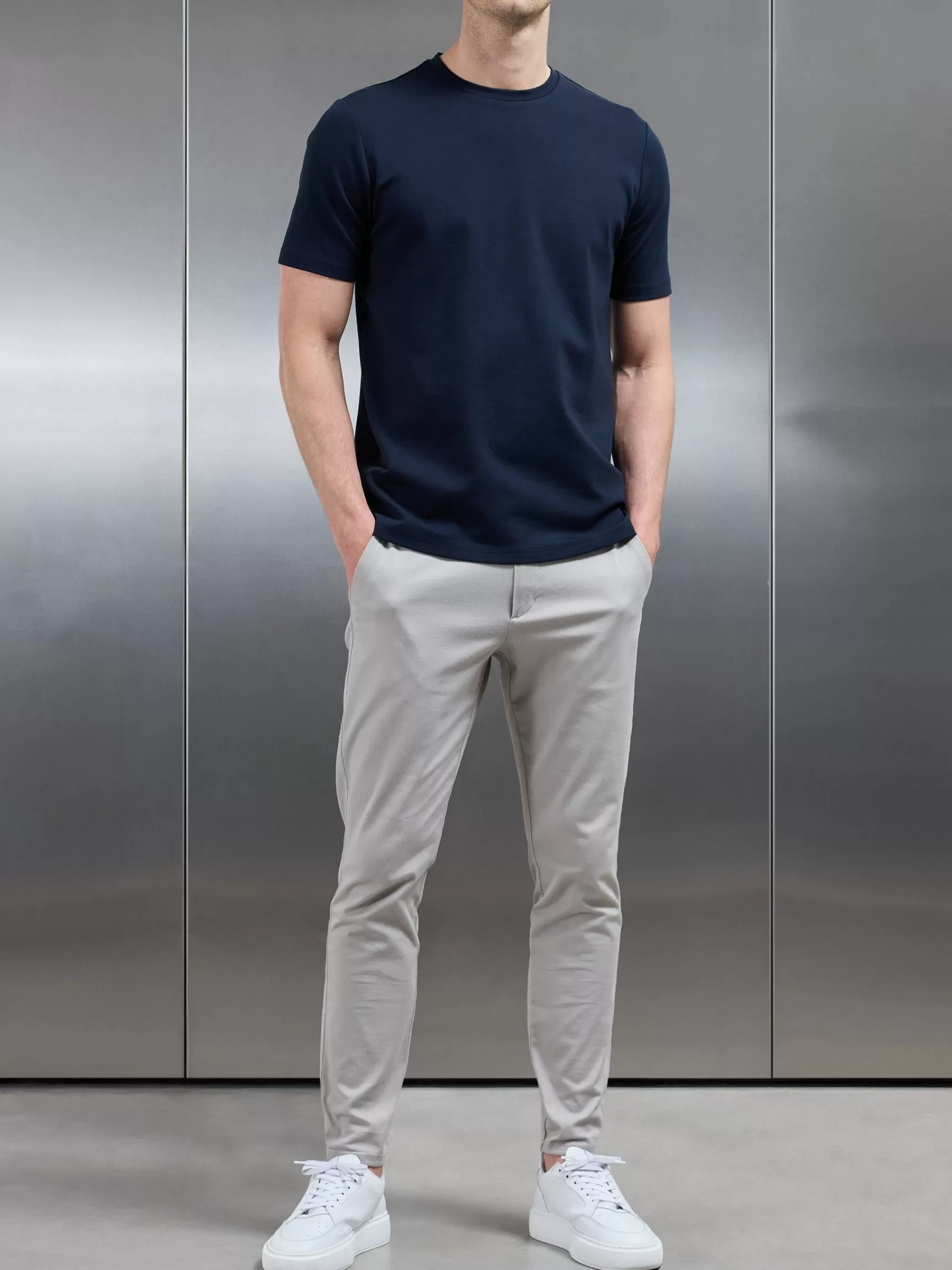 New ARNE Mid Weight Interlock Essential T-Shirt - Navy