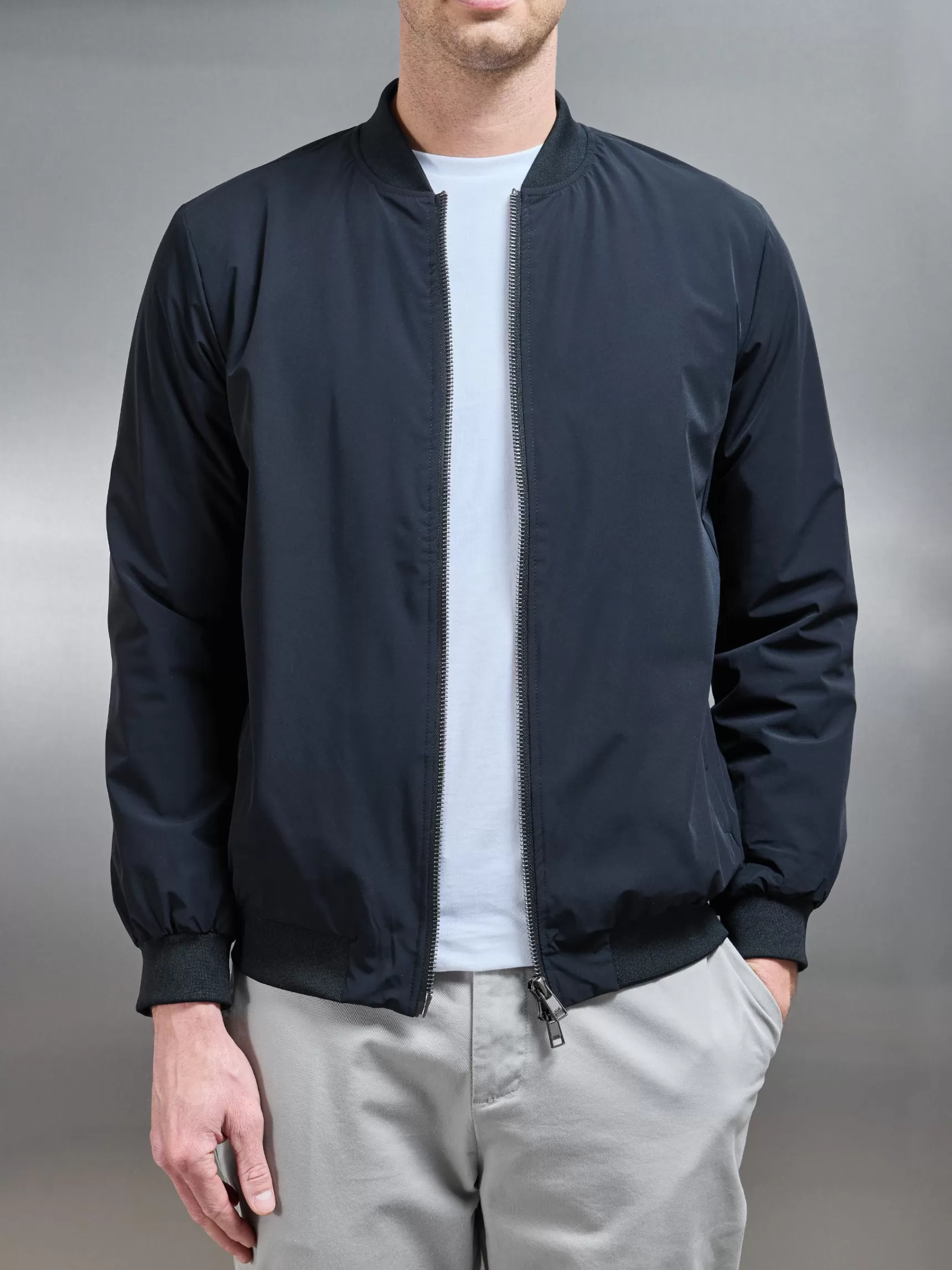 Fashion ARNE Nylon Padded Bomber Jacket - Black