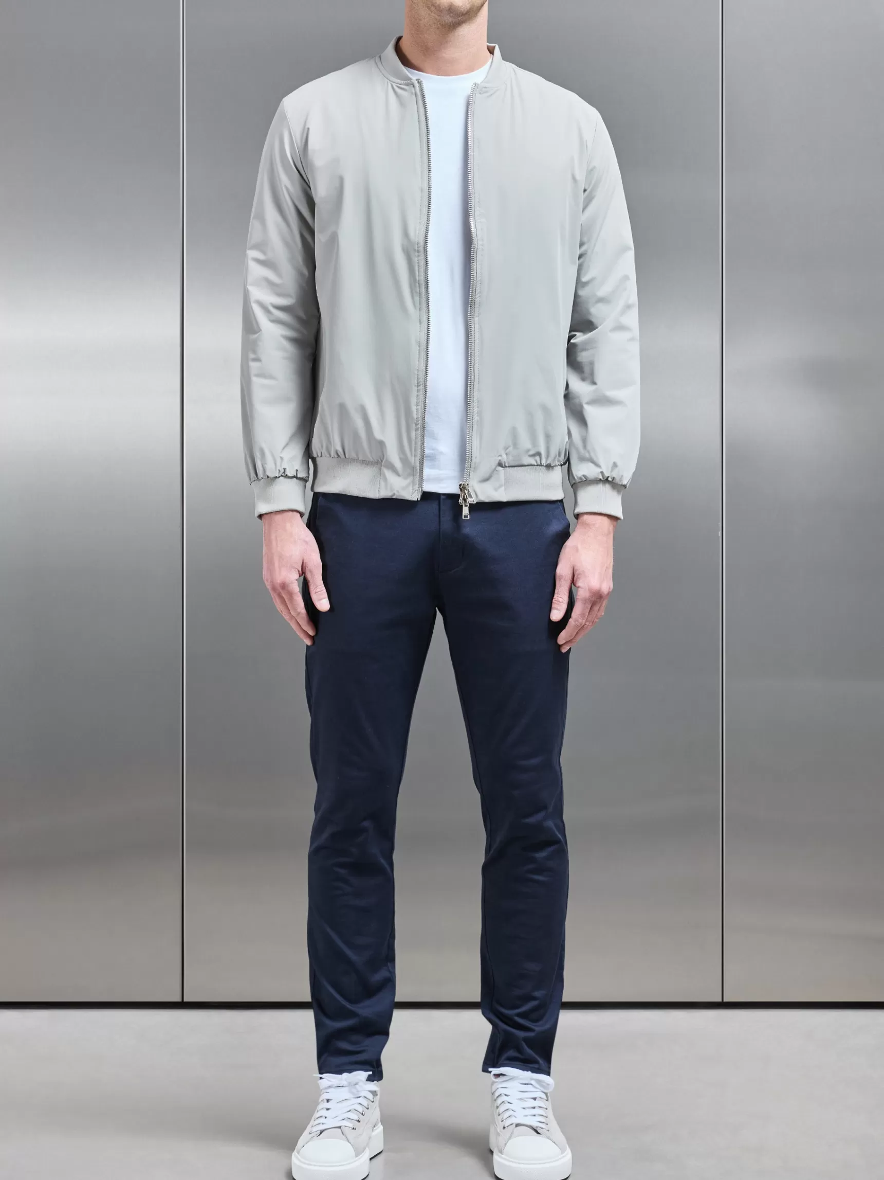 Clearance ARNE Nylon Padded Bomber Jacket - Stone
