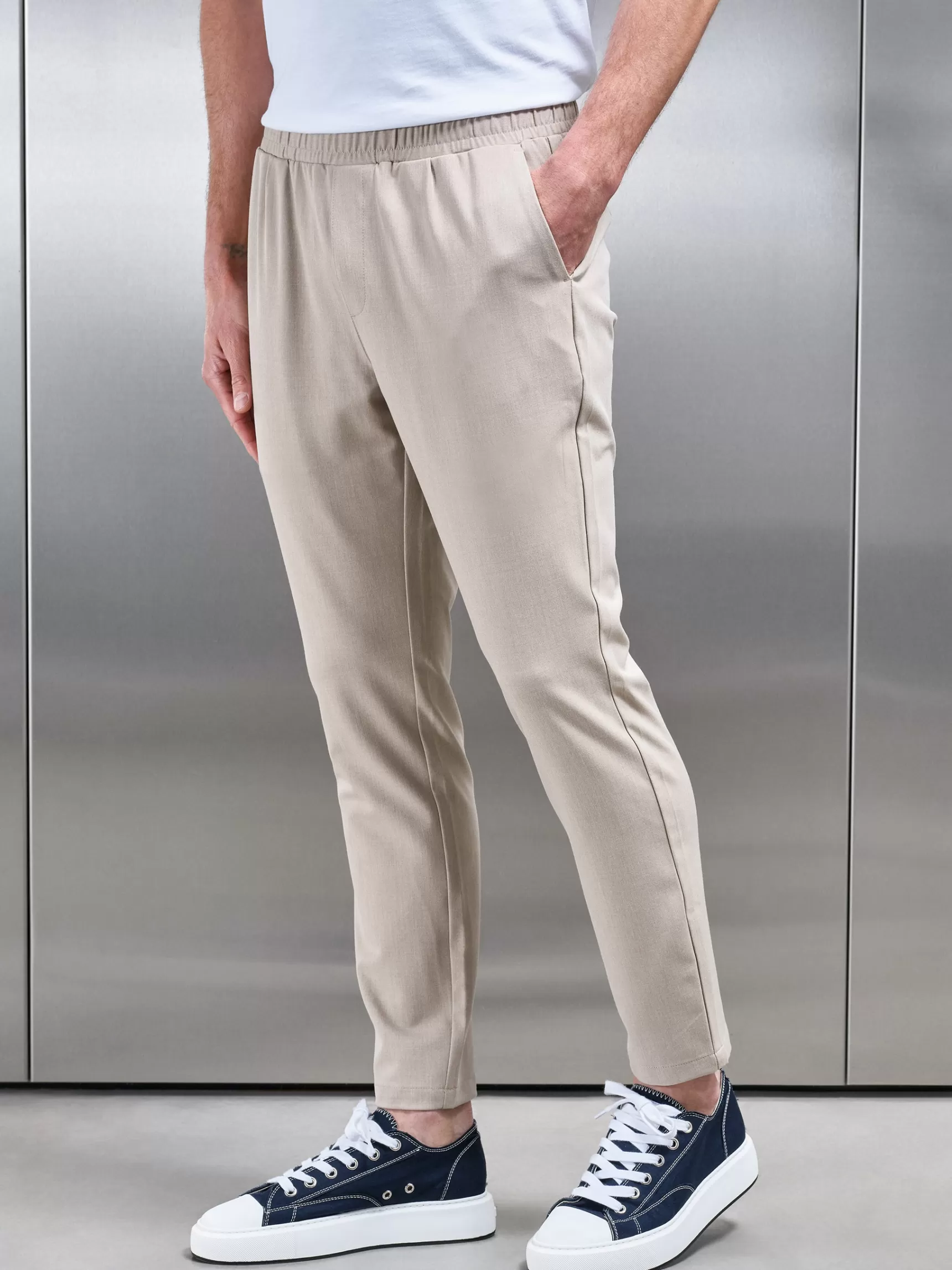 Fashion ARNE Pleated Drawstring Tailored Trouser - Stone