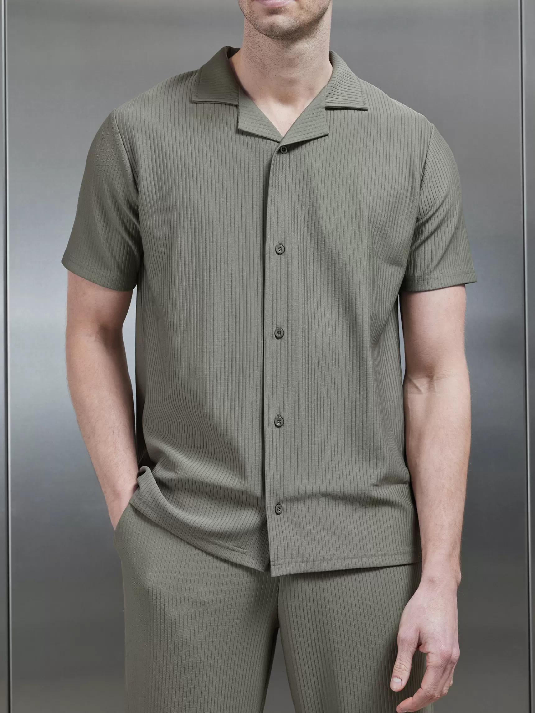 Outlet ARNE Pleated Revere Collar Shirt - Sage