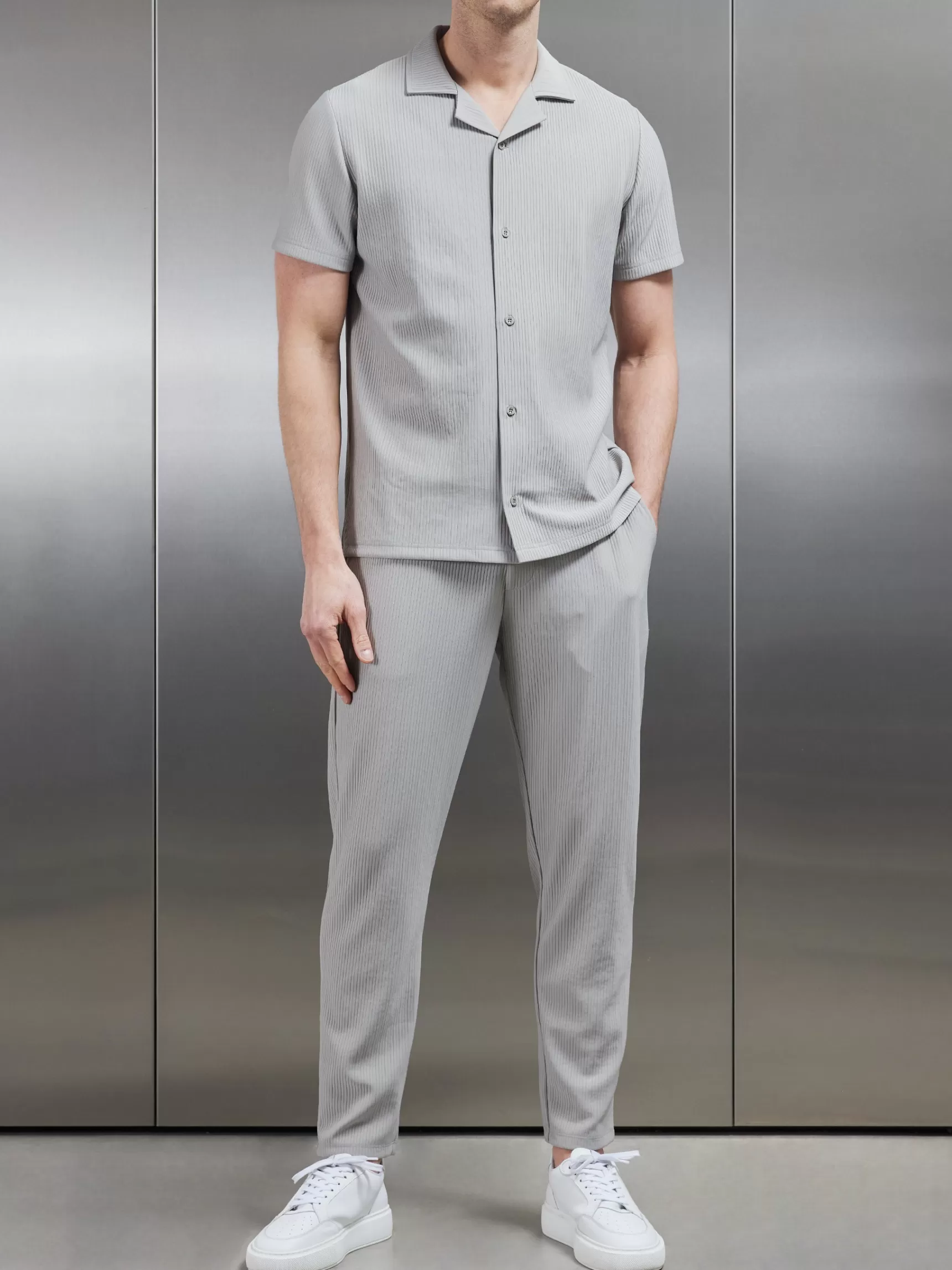 New ARNE Pleated Revere Collar Shirt - Stone