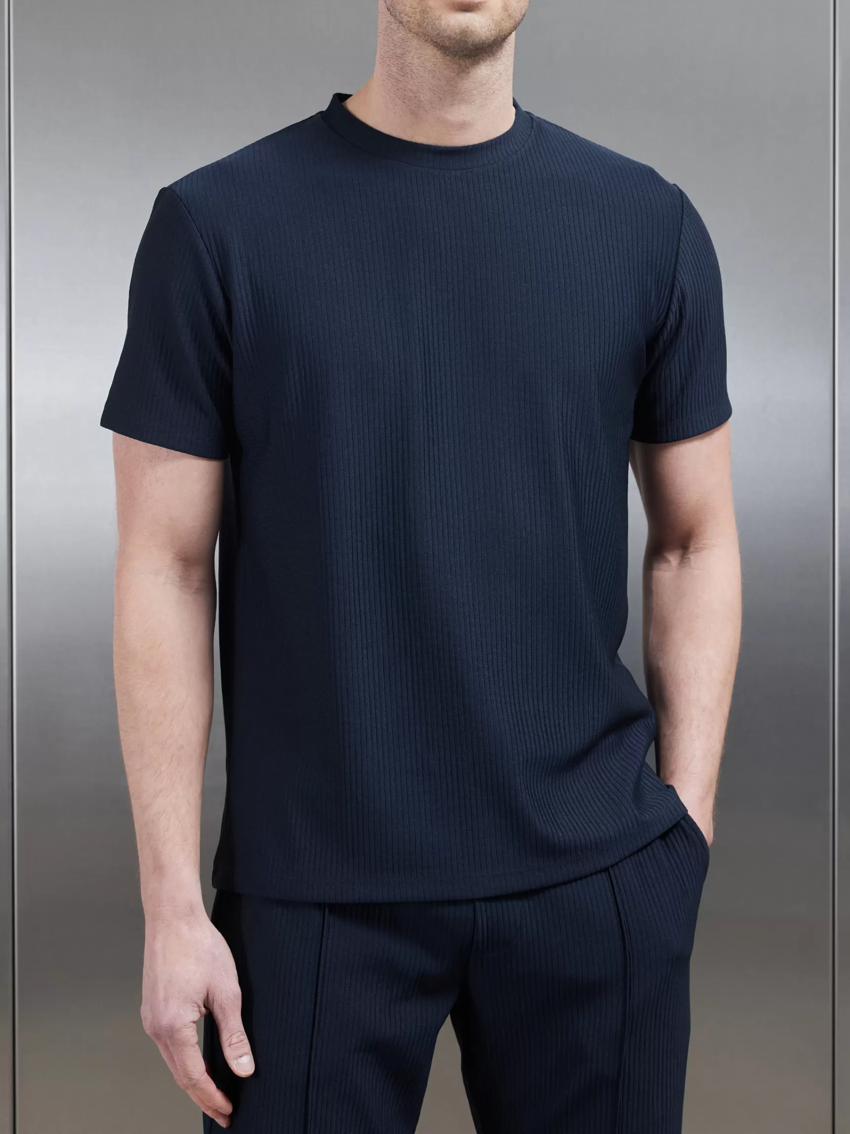 Online ARNE Pleated T-Shirt - Navy