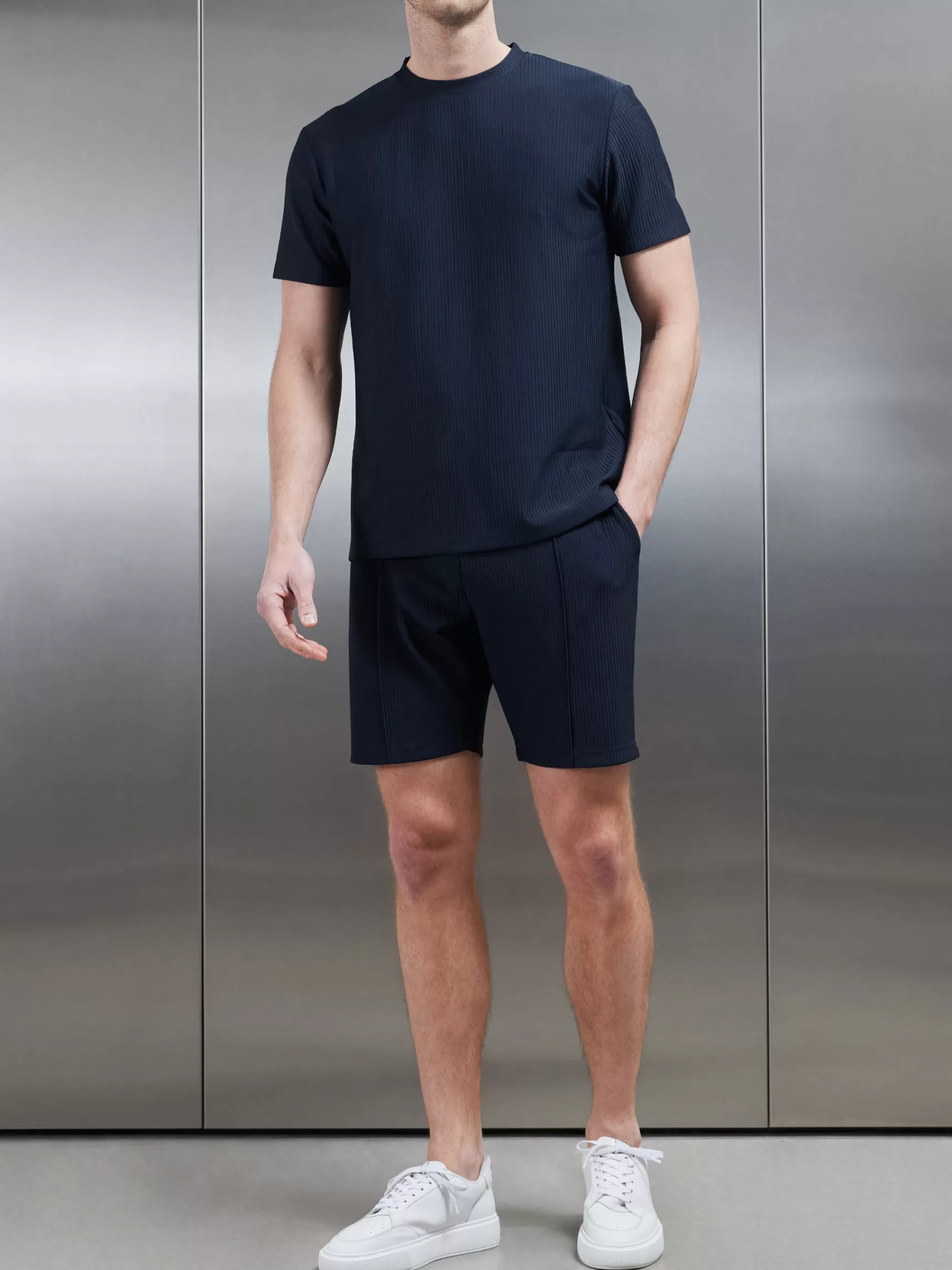 Online ARNE Pleated T-Shirt - Navy