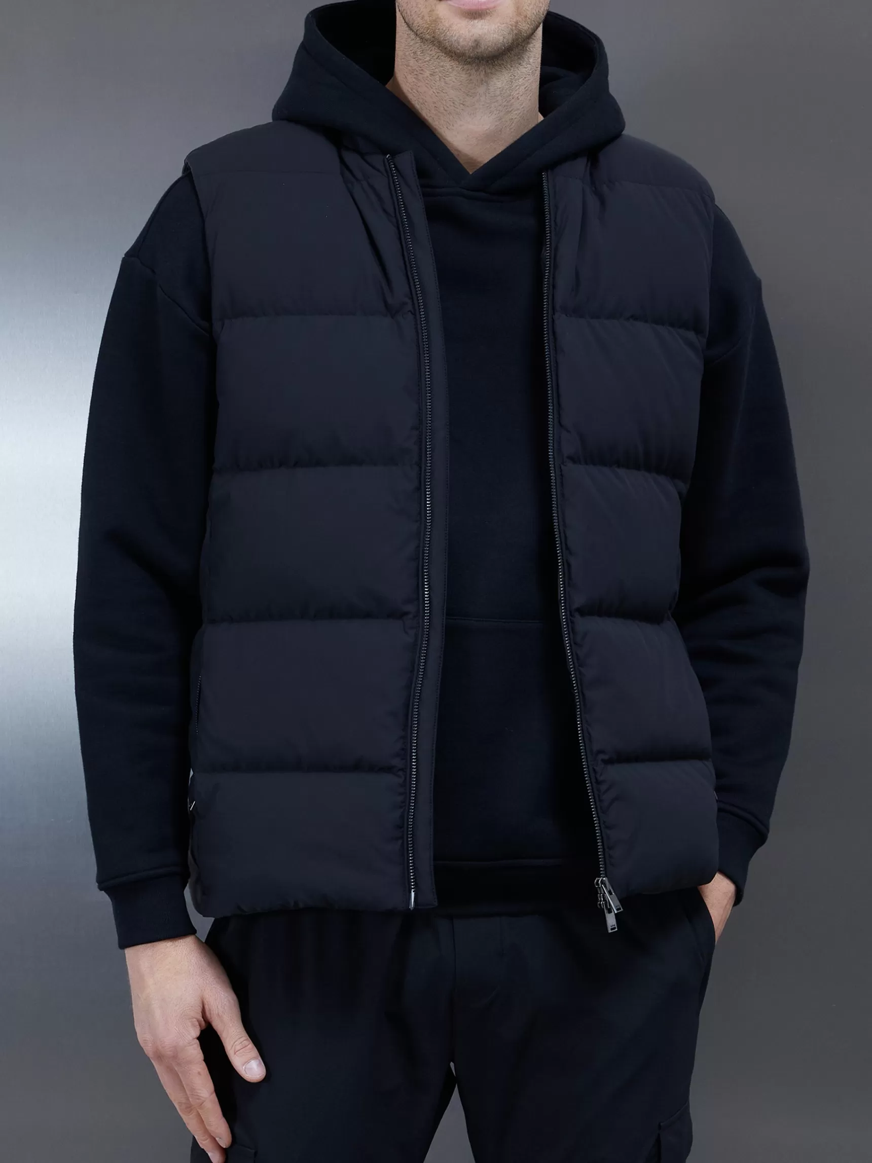 Shop ARNE Quilted Bomber Gilet - Black