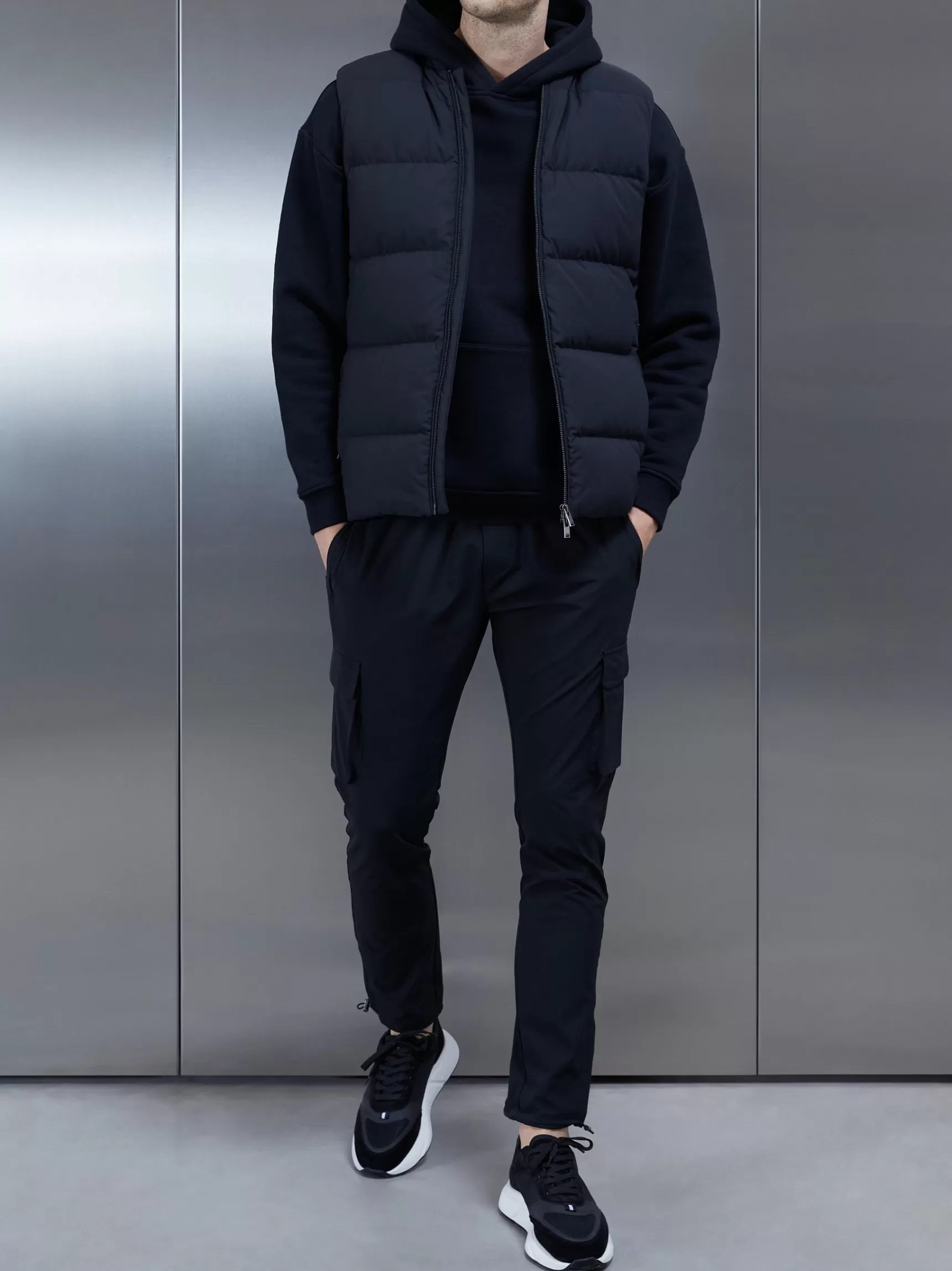 Shop ARNE Quilted Bomber Gilet - Black