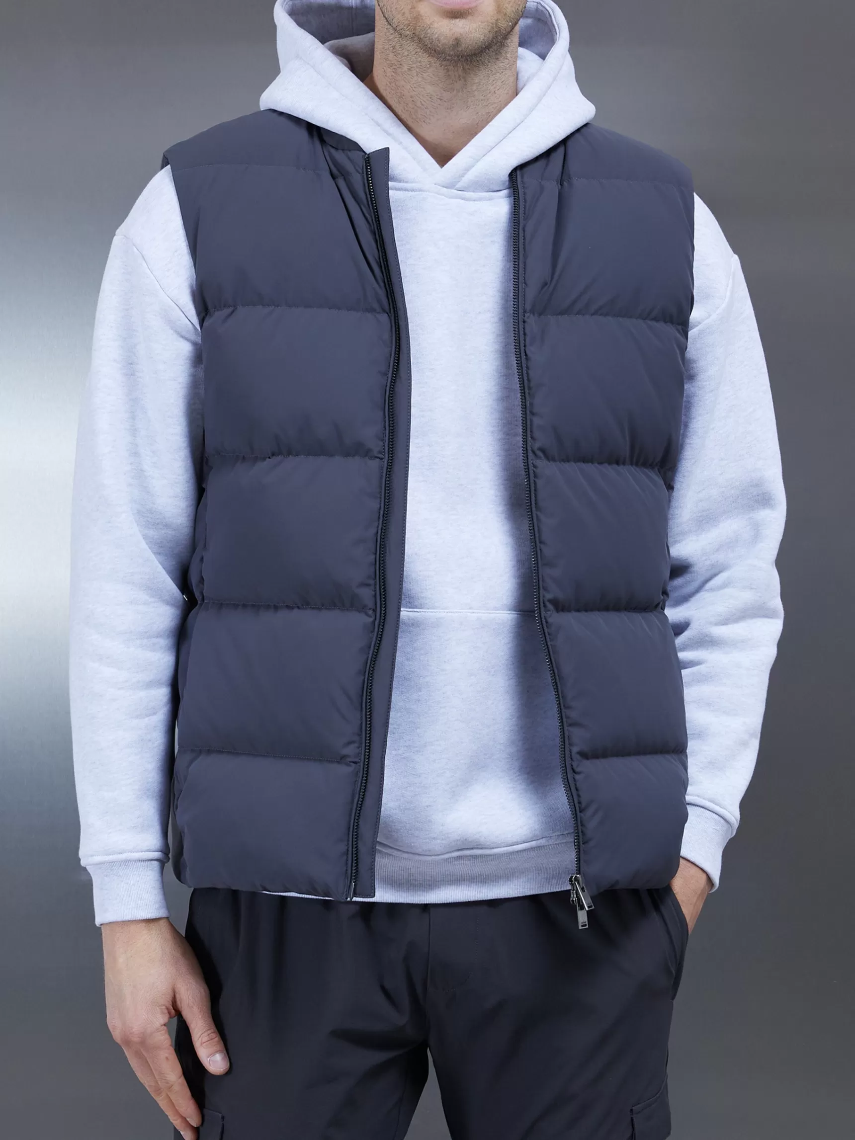 New ARNE Quilted Bomber Gilet - Grey