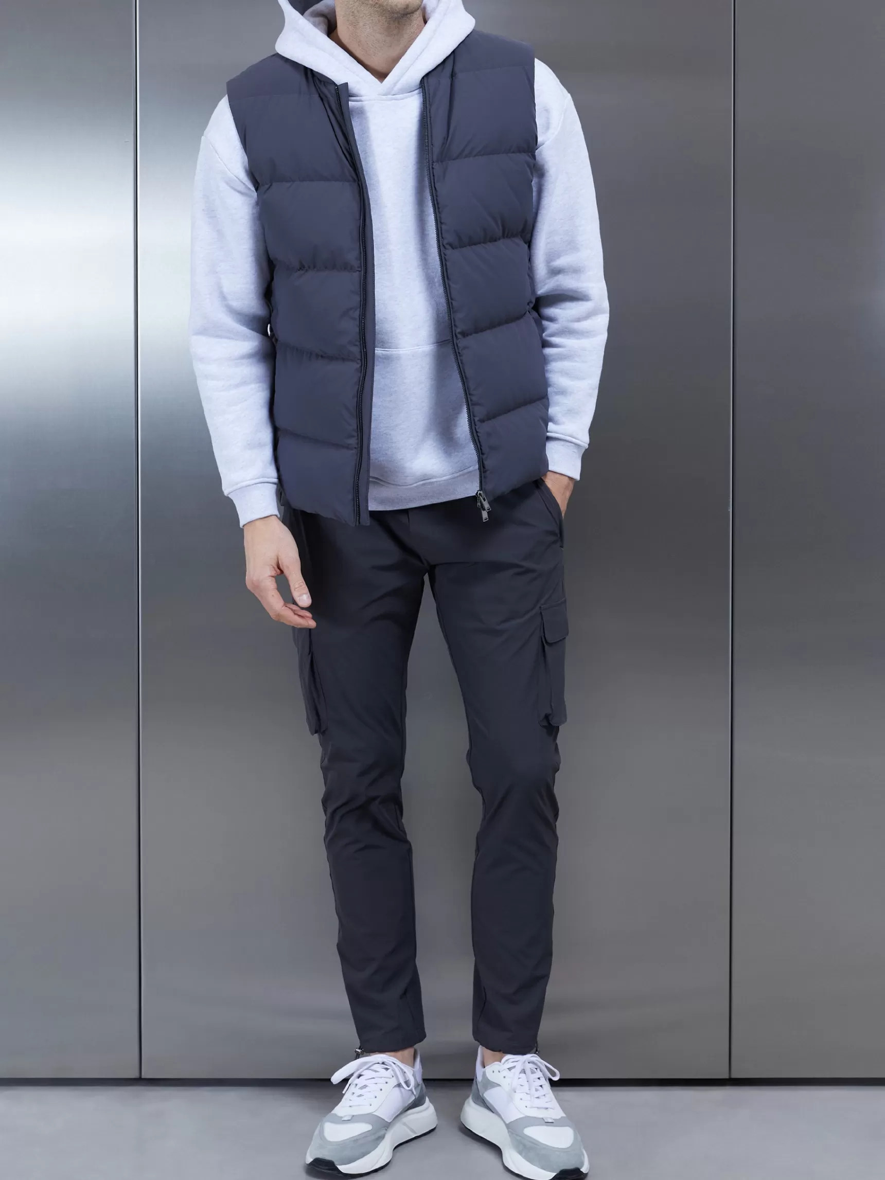 New ARNE Quilted Bomber Gilet - Grey