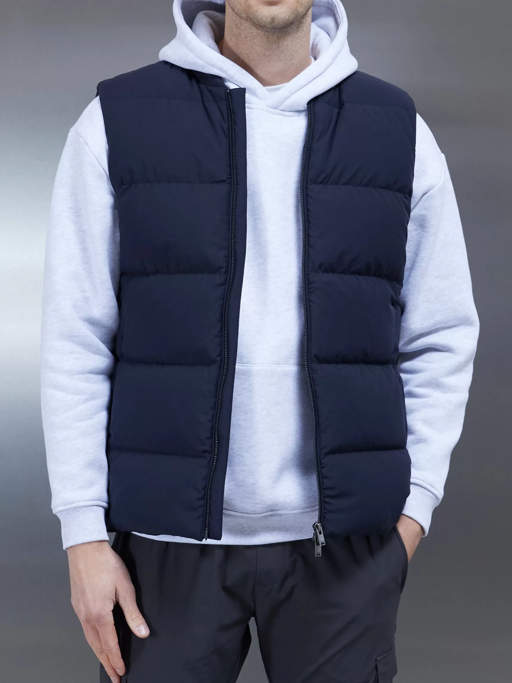 Sale ARNE Quilted Bomber Gilet - Navy