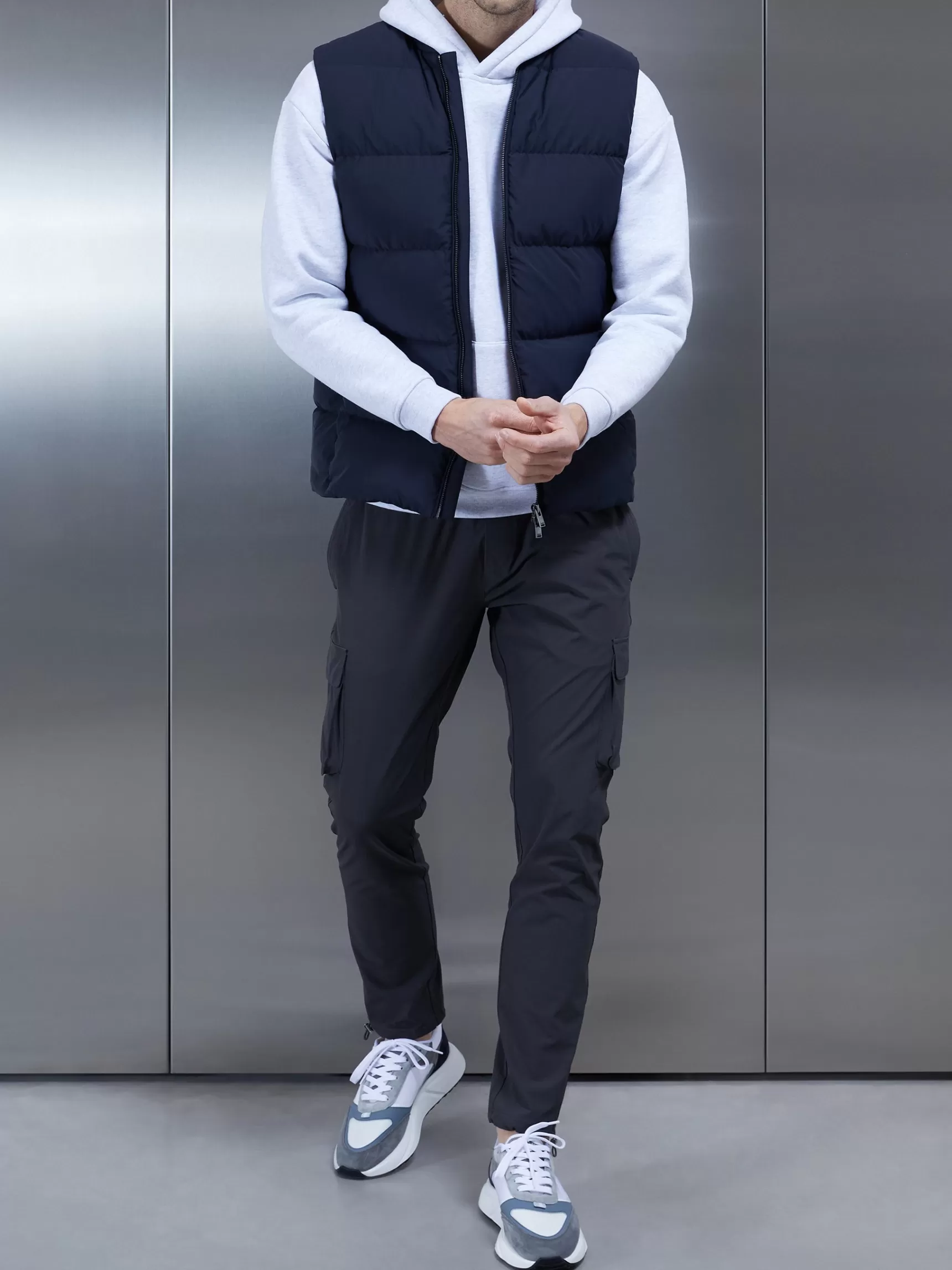 Sale ARNE Quilted Bomber Gilet - Navy
