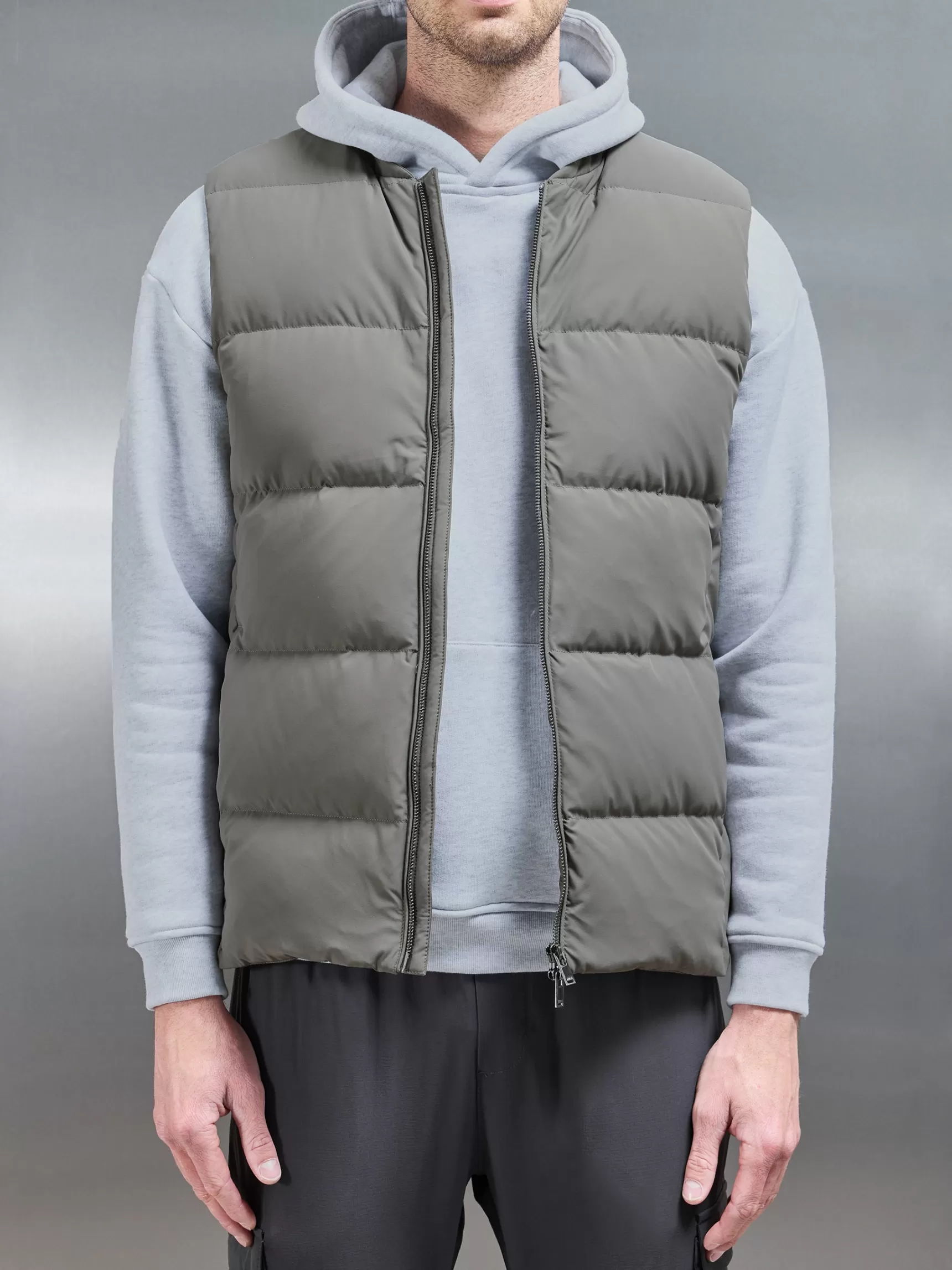 Cheap ARNE Quilted Bomber Gilet - Olive