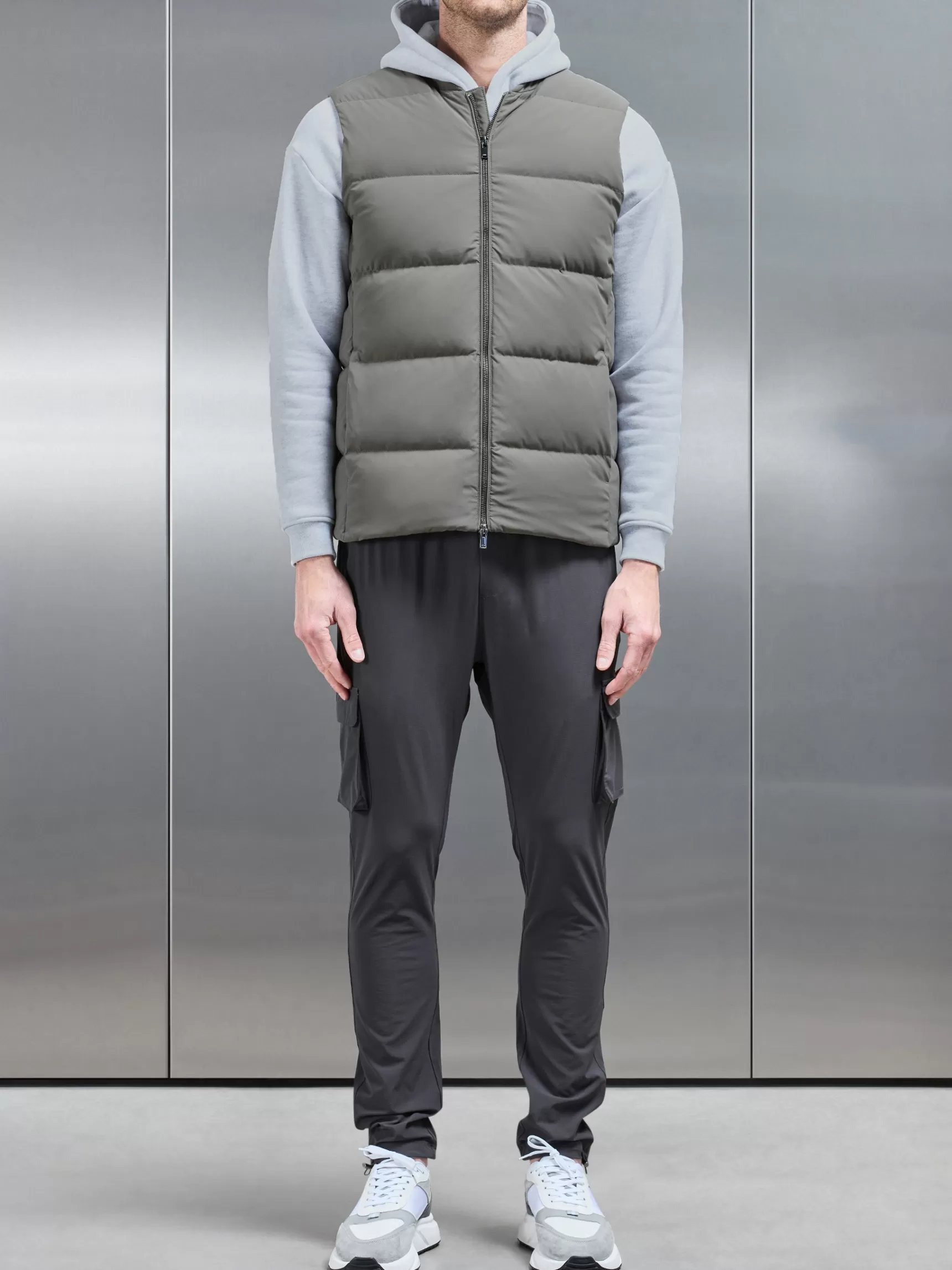 Cheap ARNE Quilted Bomber Gilet - Olive