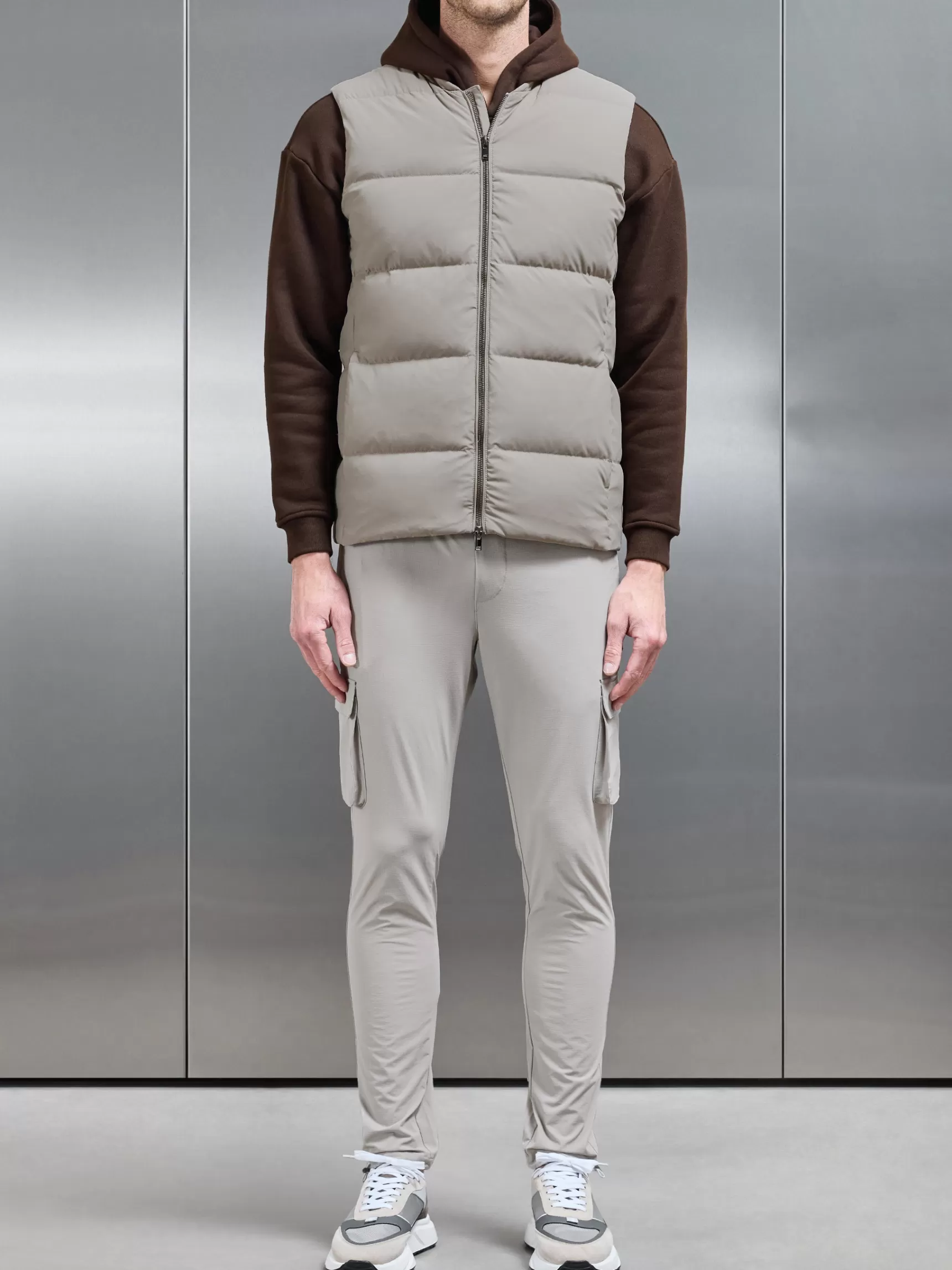 Online ARNE Quilted Bomber Gilet - Taupe