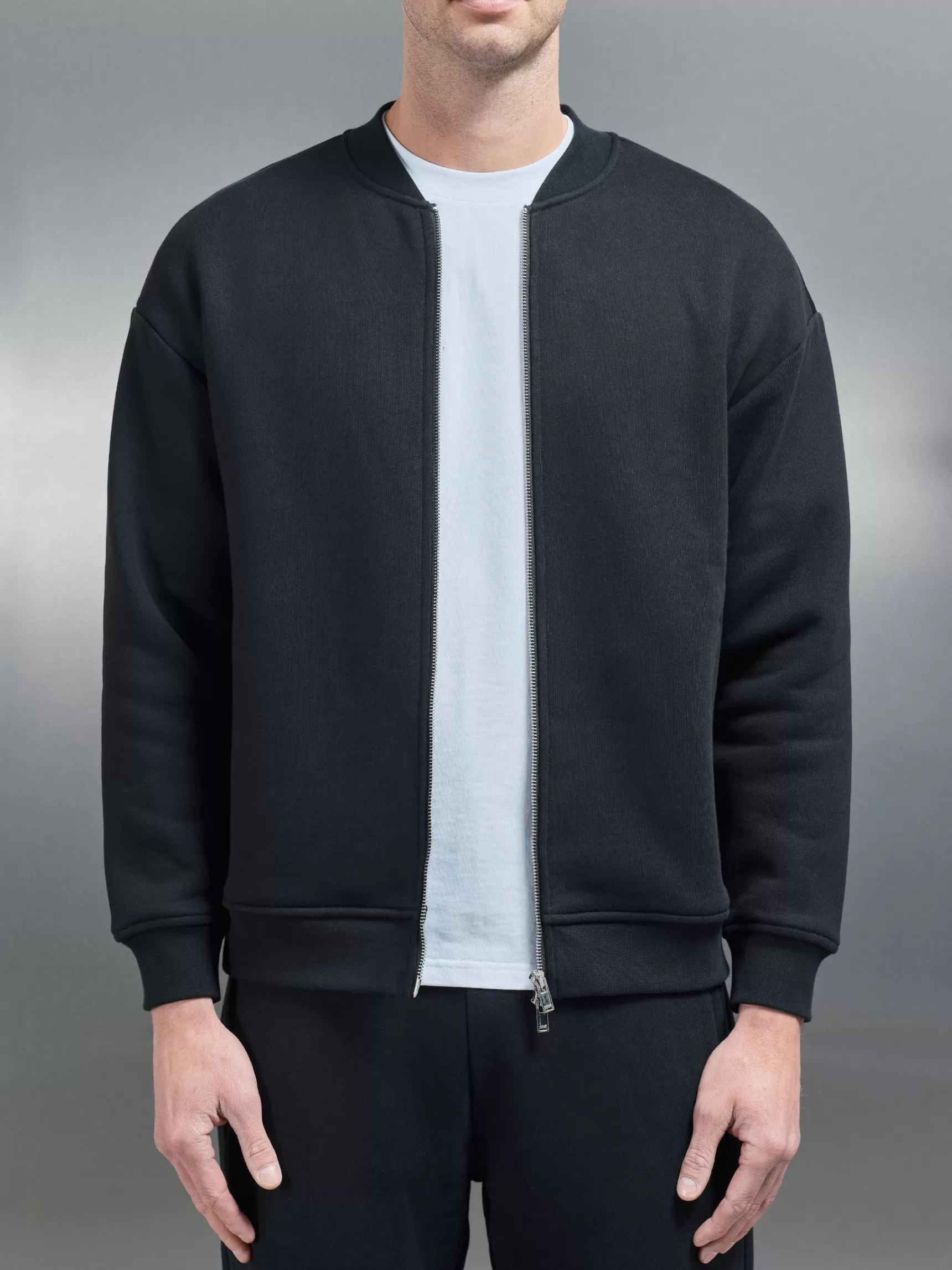Shop ARNE Relaxed Fit Bomber Jacket - Black
