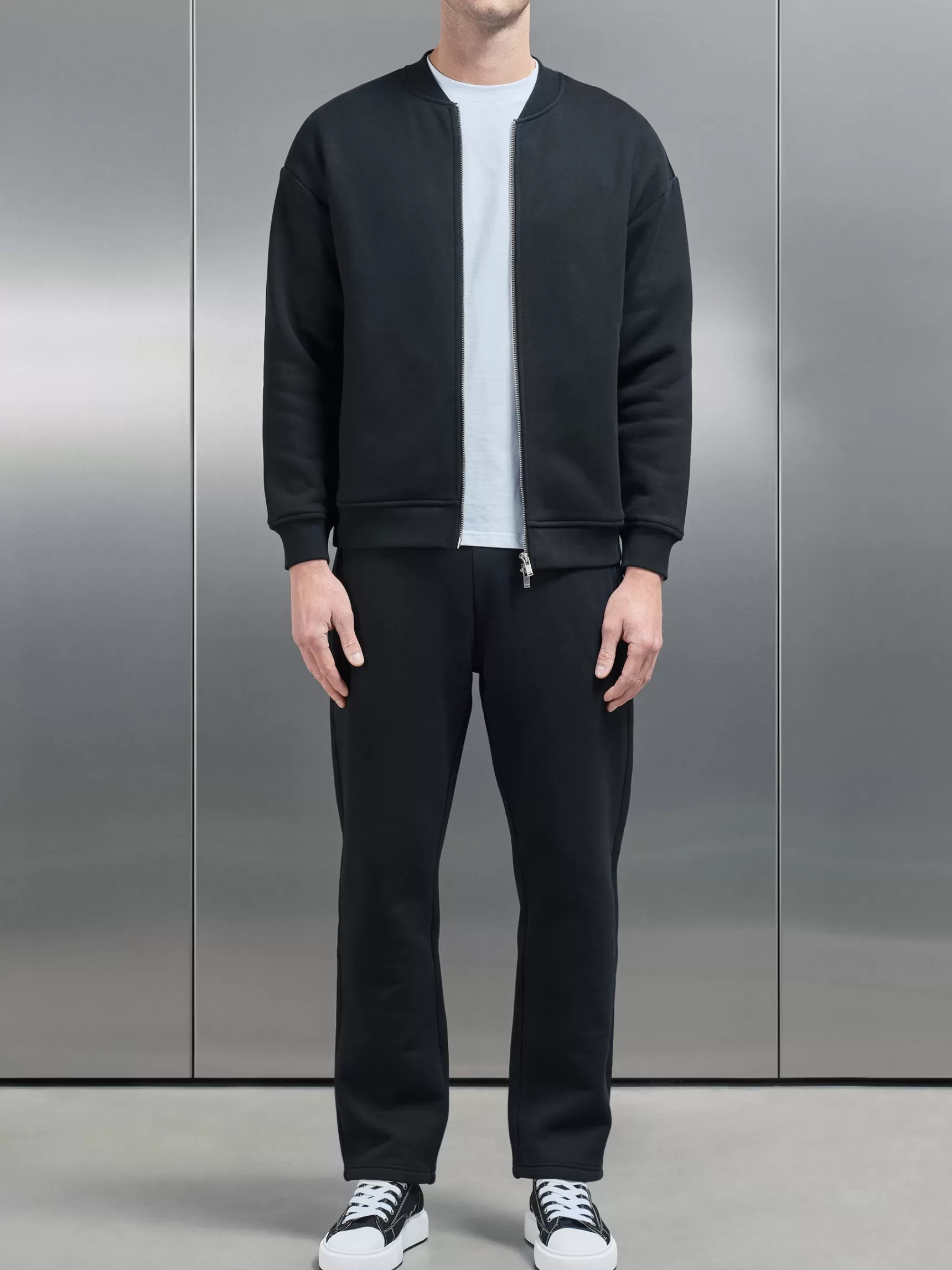 Shop ARNE Relaxed Fit Bomber Jacket - Black