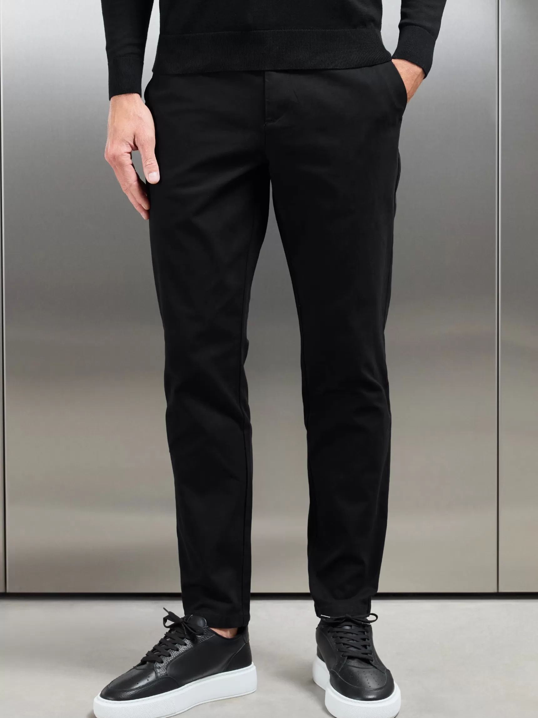 Clearance ARNE Relaxed Fit Chino Trouser - Black