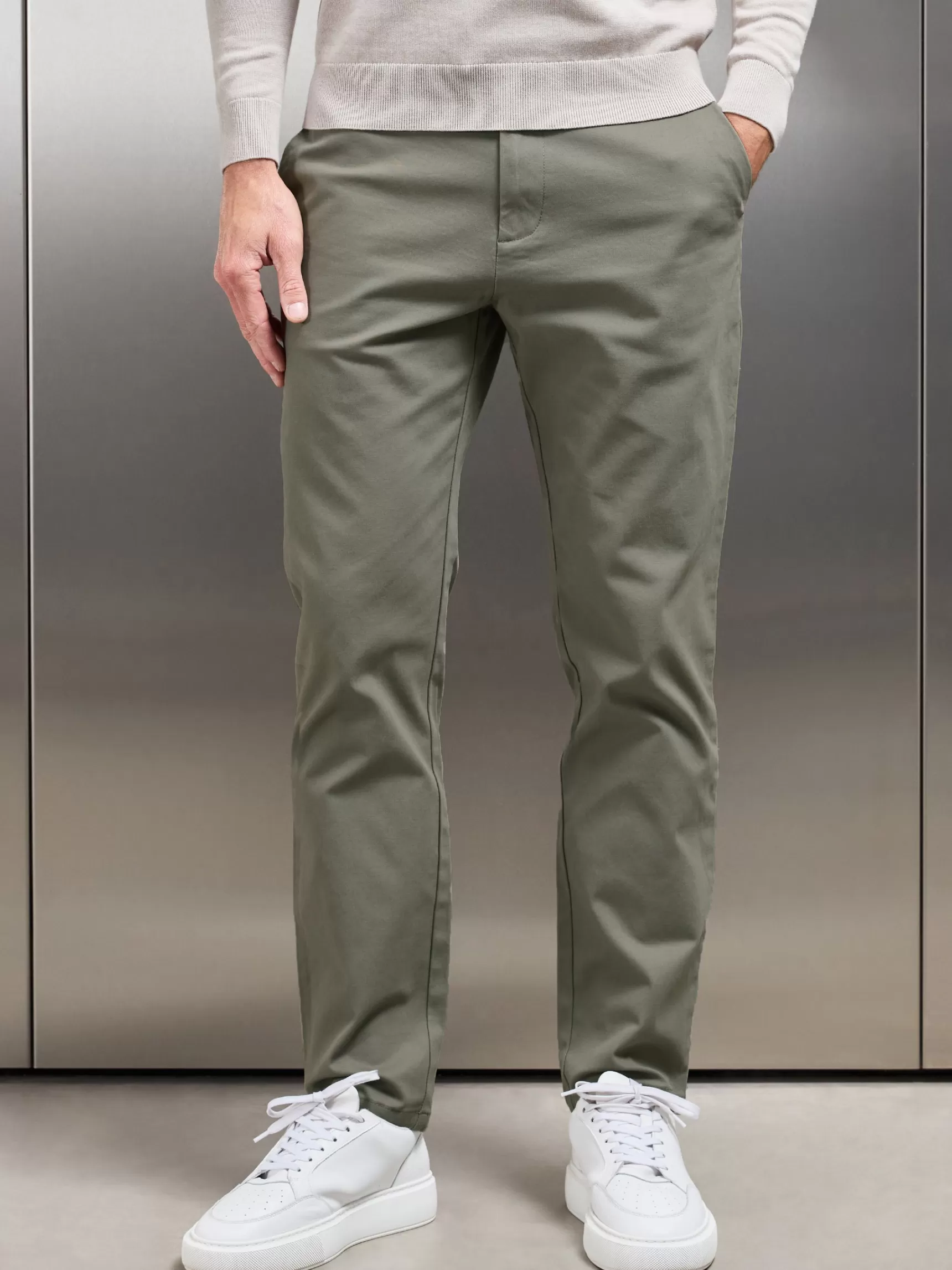 Discount ARNE Relaxed Fit Chino Trouser - Olive