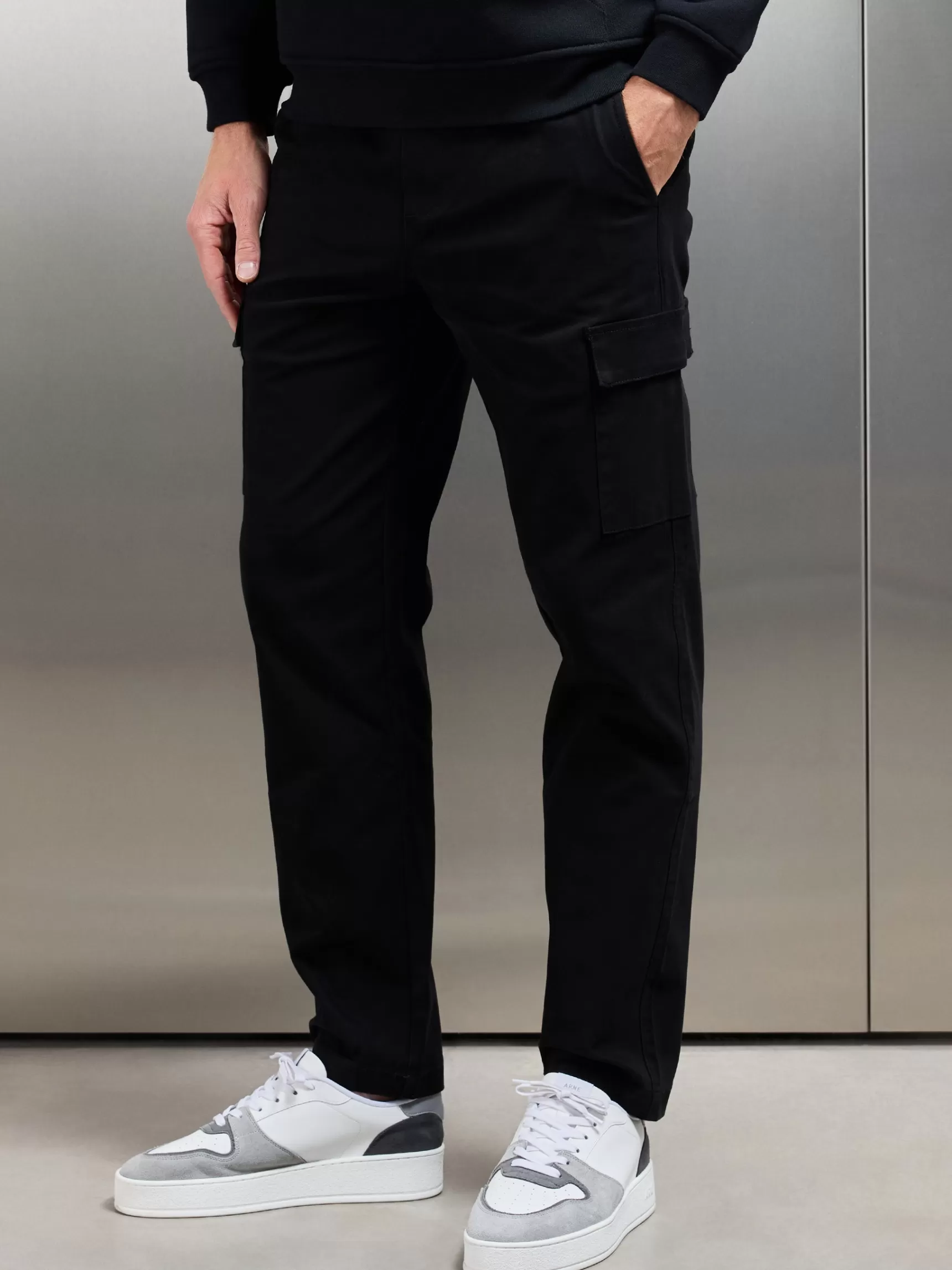 Fashion ARNE Relaxed Fit Cotton Cargo Pant - Black