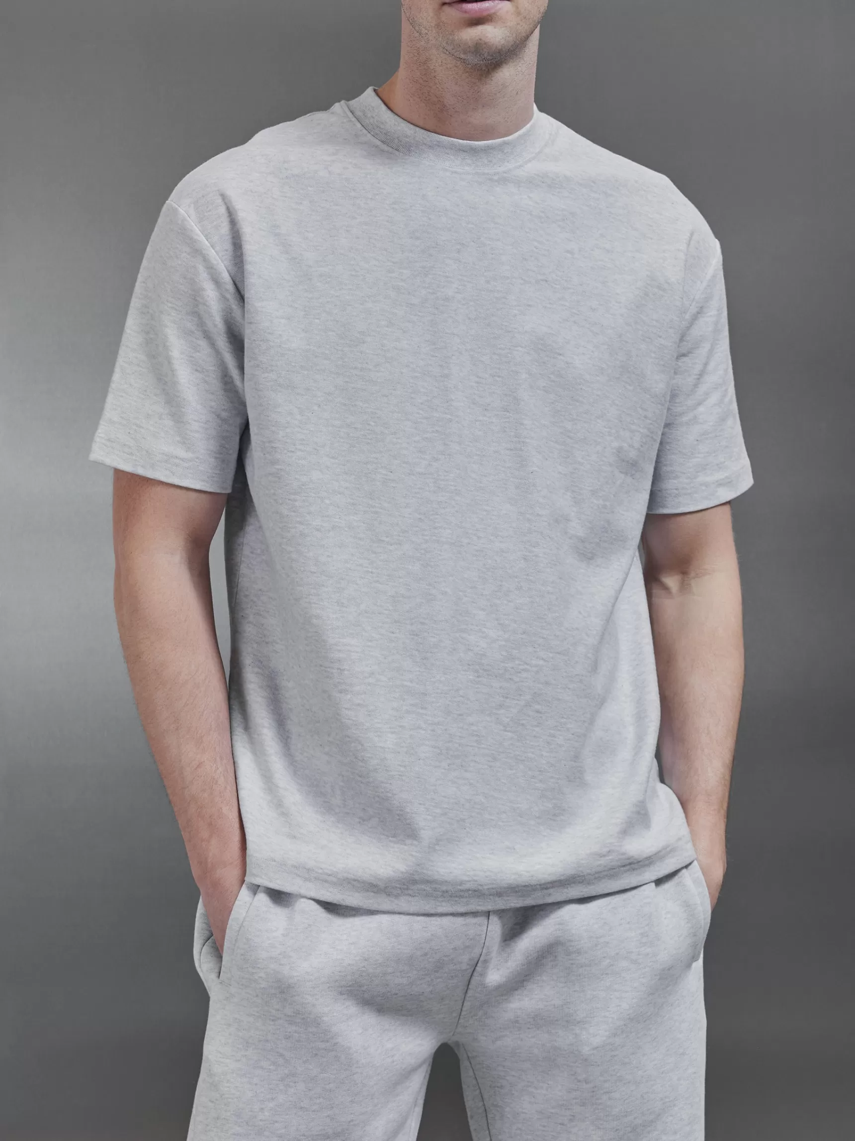 Fashion ARNE Relaxed Fit Cotton T-Shirt - Marl Grey MarlGrey