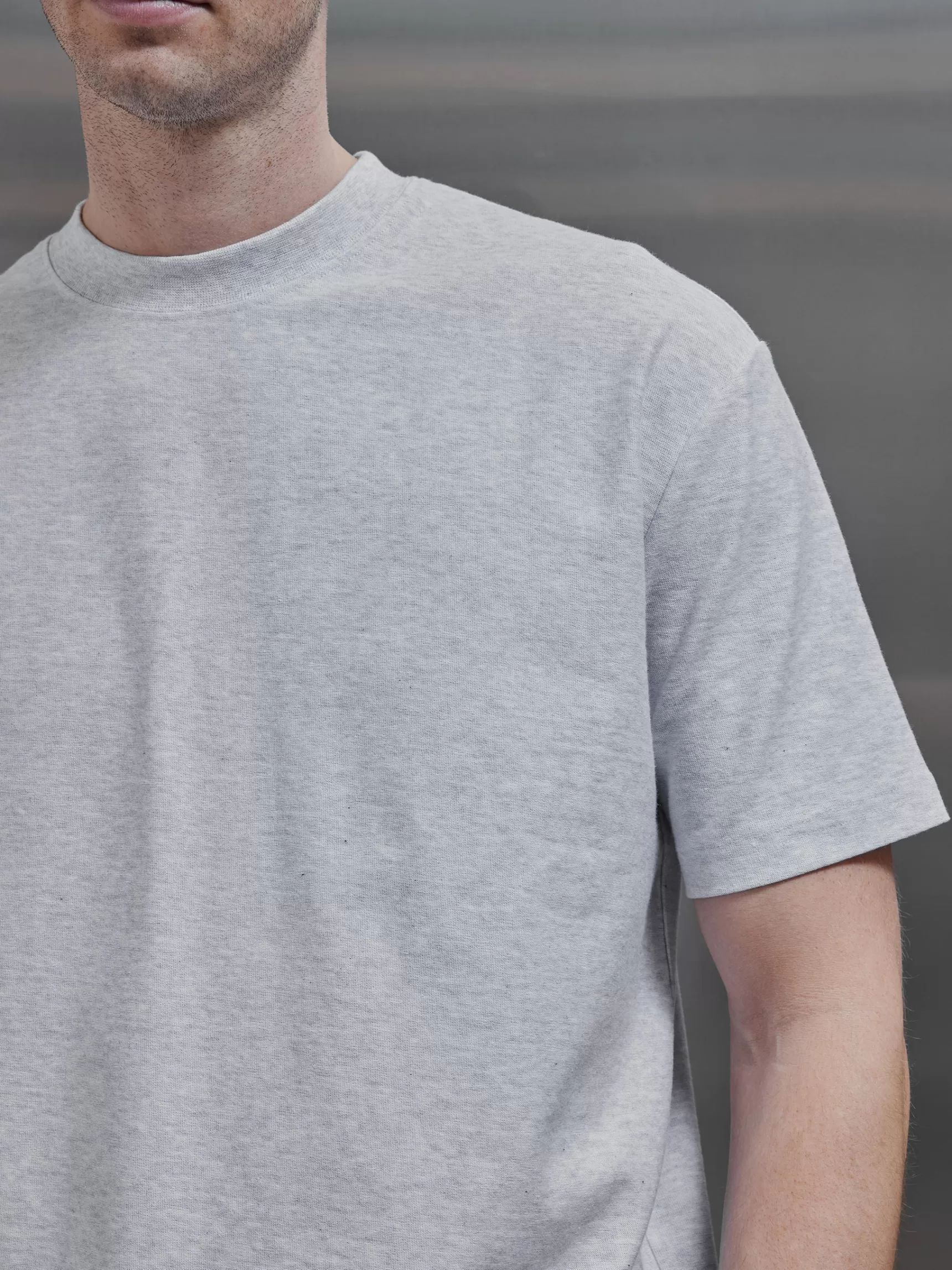 Fashion ARNE Relaxed Fit Cotton T-Shirt - Marl Grey MarlGrey