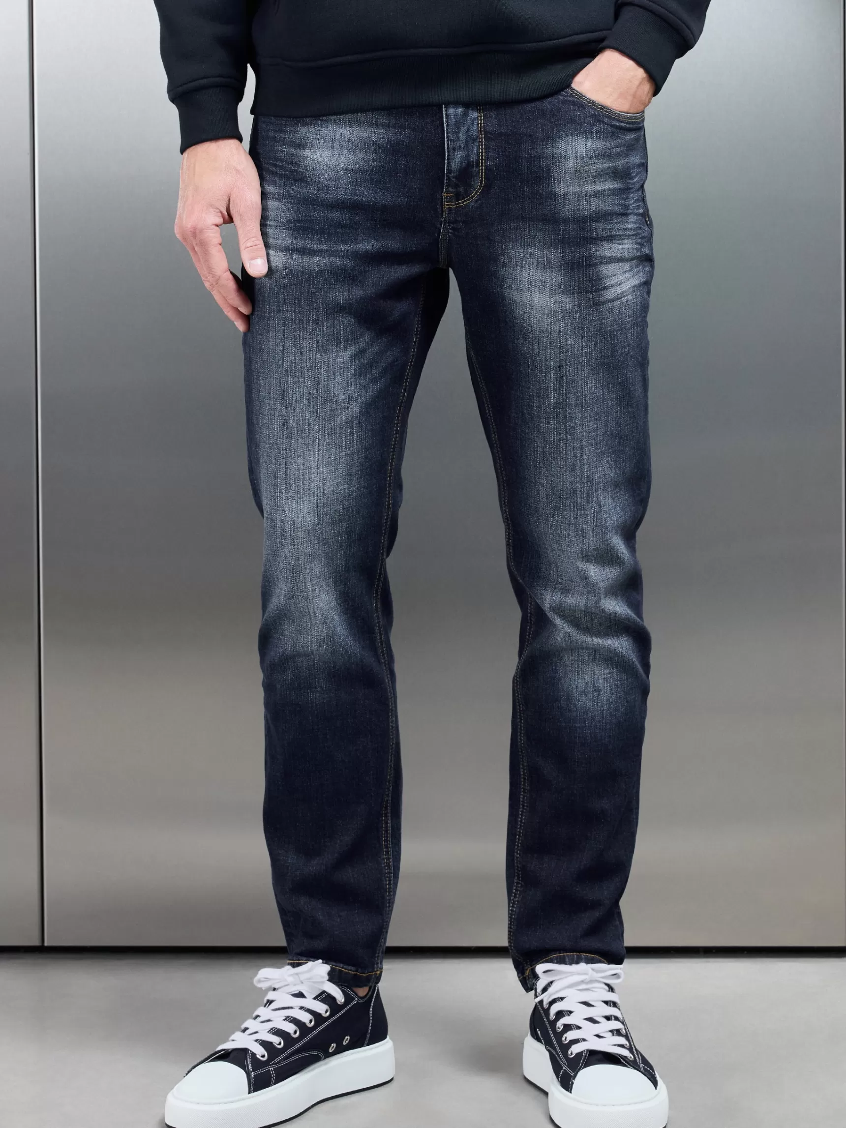 Cheap ARNE Relaxed Fit Denim Jeans - Dark Wash DarkWash